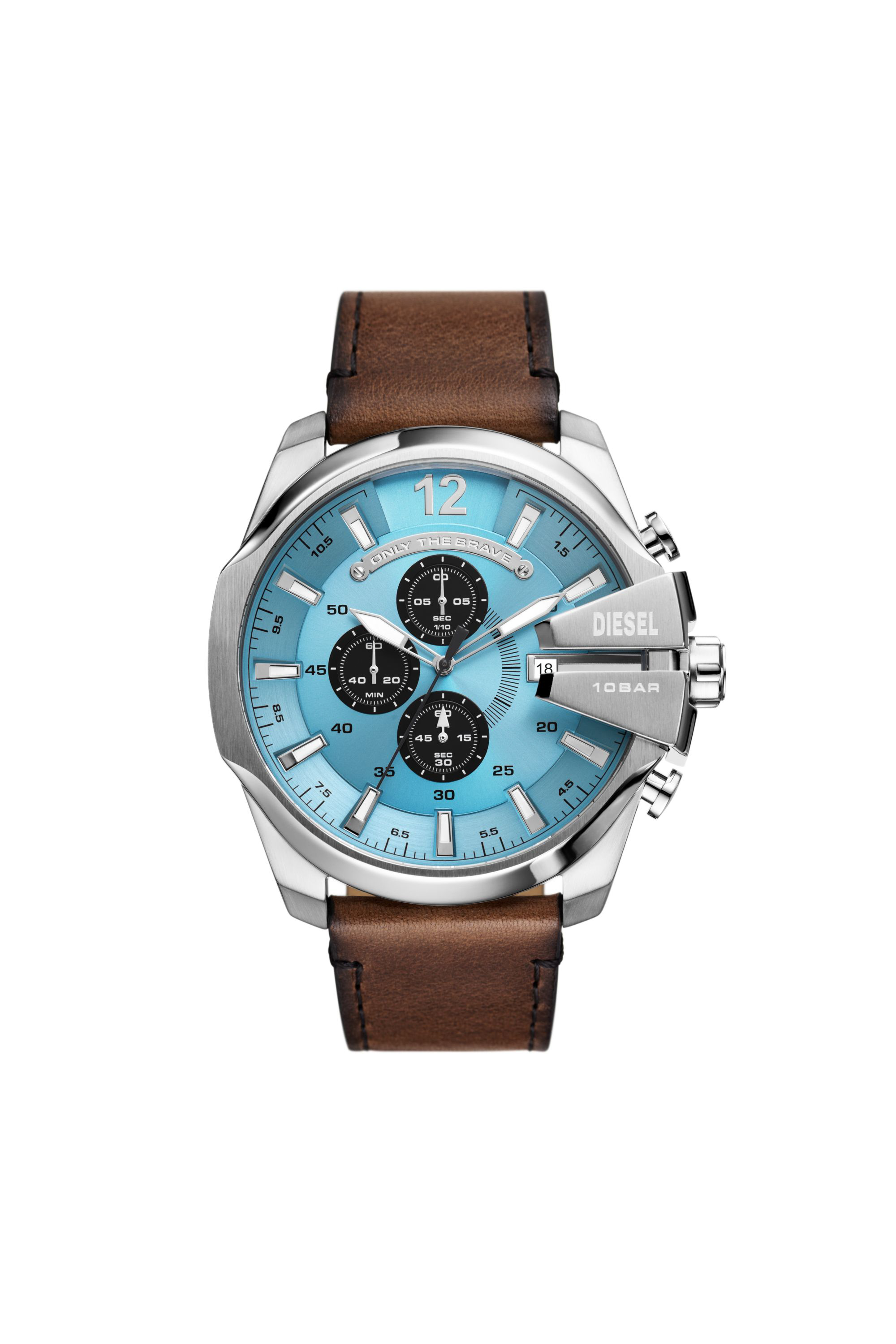 Shop Diesel Mega Chief Chronograph Brown Leather Watch