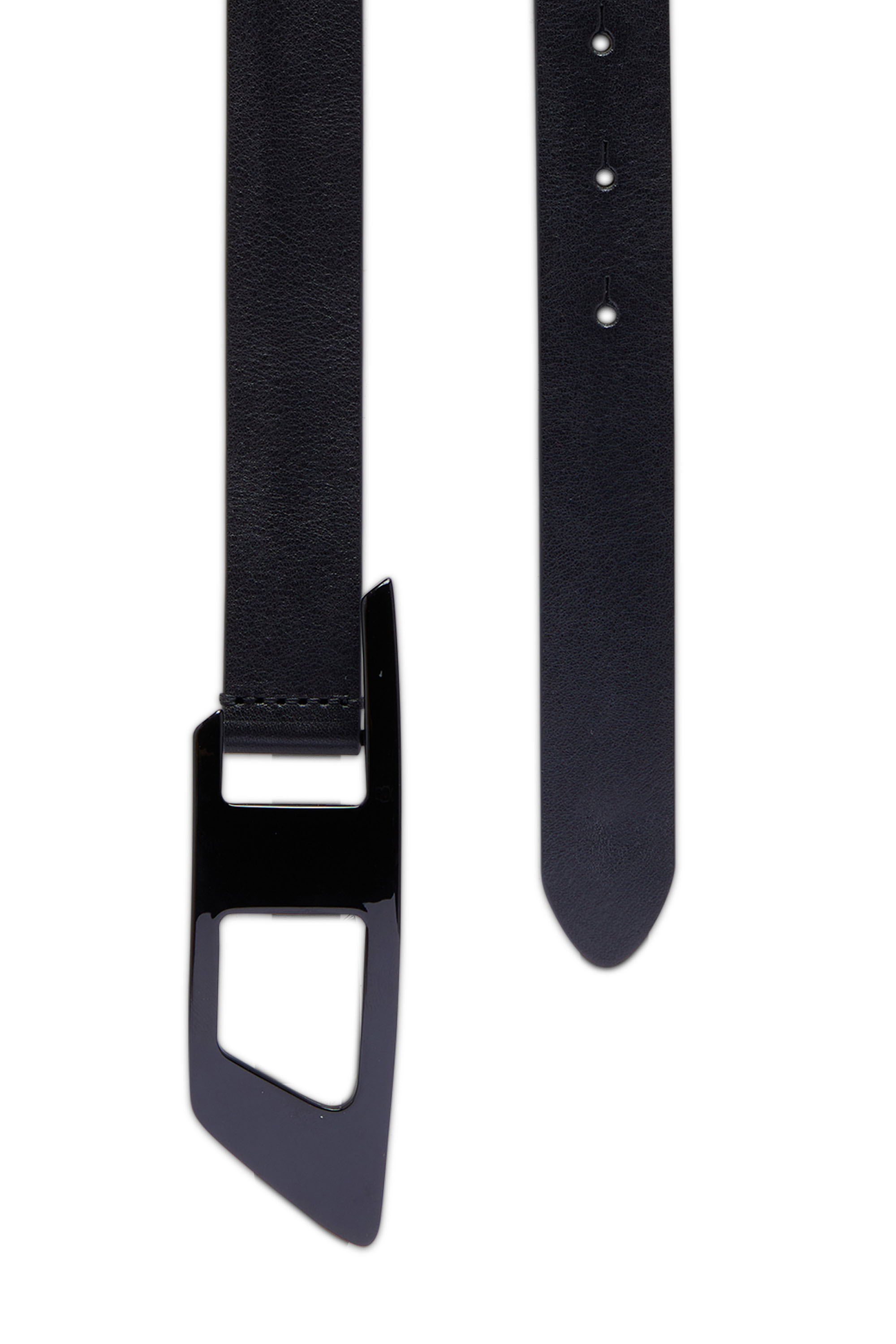 Diesel - B-DLOGO II, Man's 2.5cm slim leather belt with D buckle in Black - 2