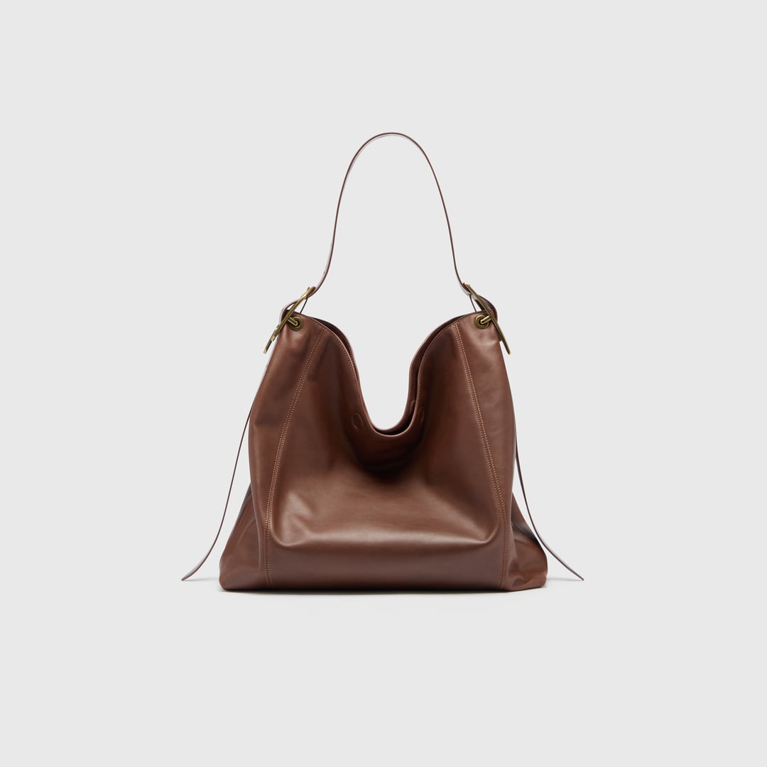 Diesel, D-Line-Hobo bag in leather, Shoulder Bags, Woman in Brown