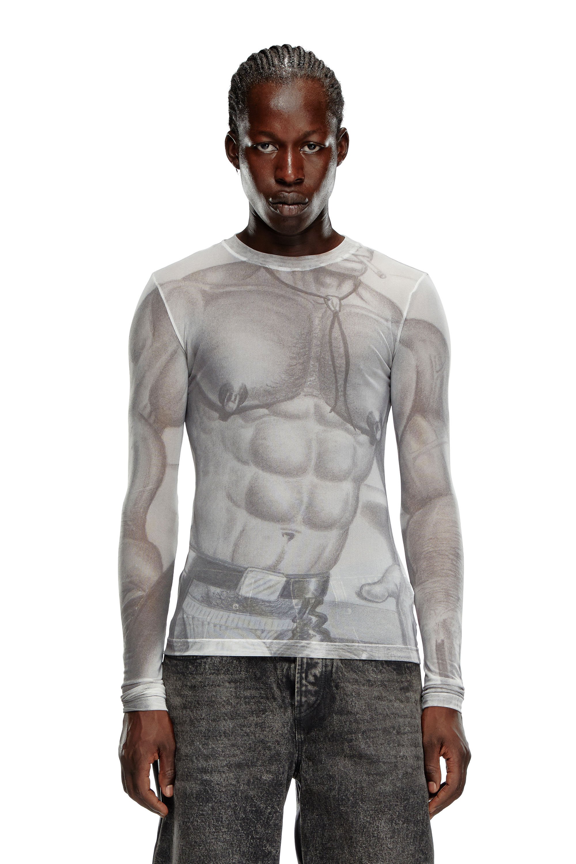 Diesel - Top in rete con stampa all-over - T-Shirts - Unisex - Bianco