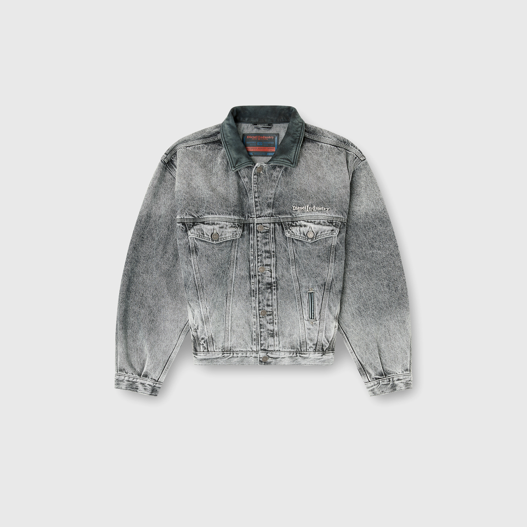 Diesel - Denim trucker jacket with tonal leather trims - Denim Jackets - Unisex - Grey