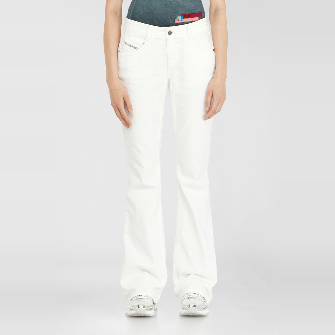 Diesel Jeans Bootcut Taille Basse 1969 D-Ebbey, Blanc, Fermeture zippée
