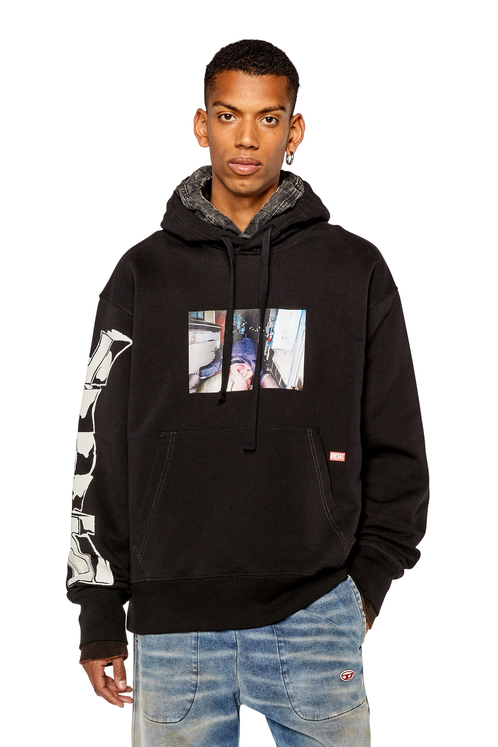 Diesel - Oversized hoodie with photo print - Sweaters - Man - Black