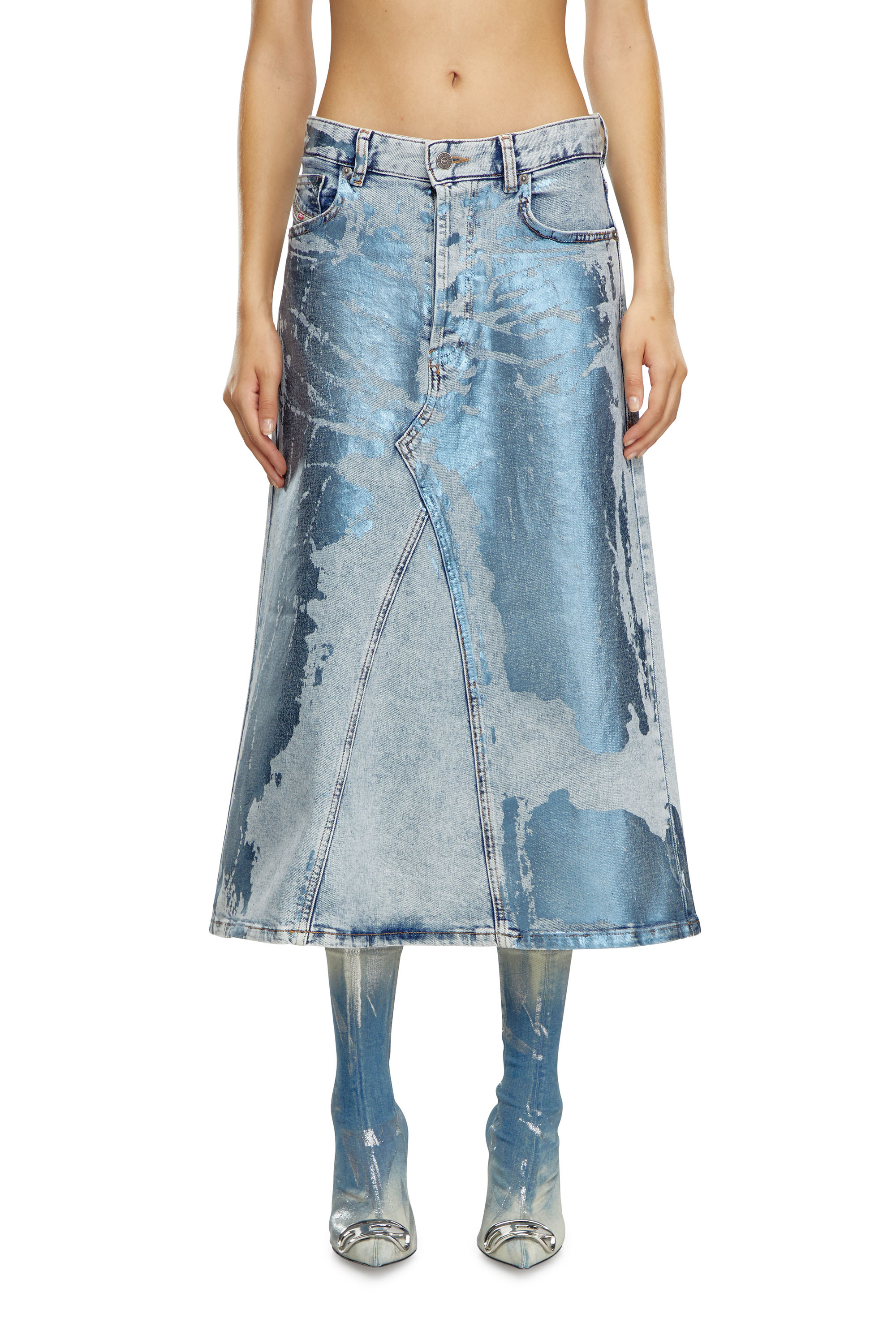 Shop Diesel Gonna Midi In Denim Pop-color In Blue