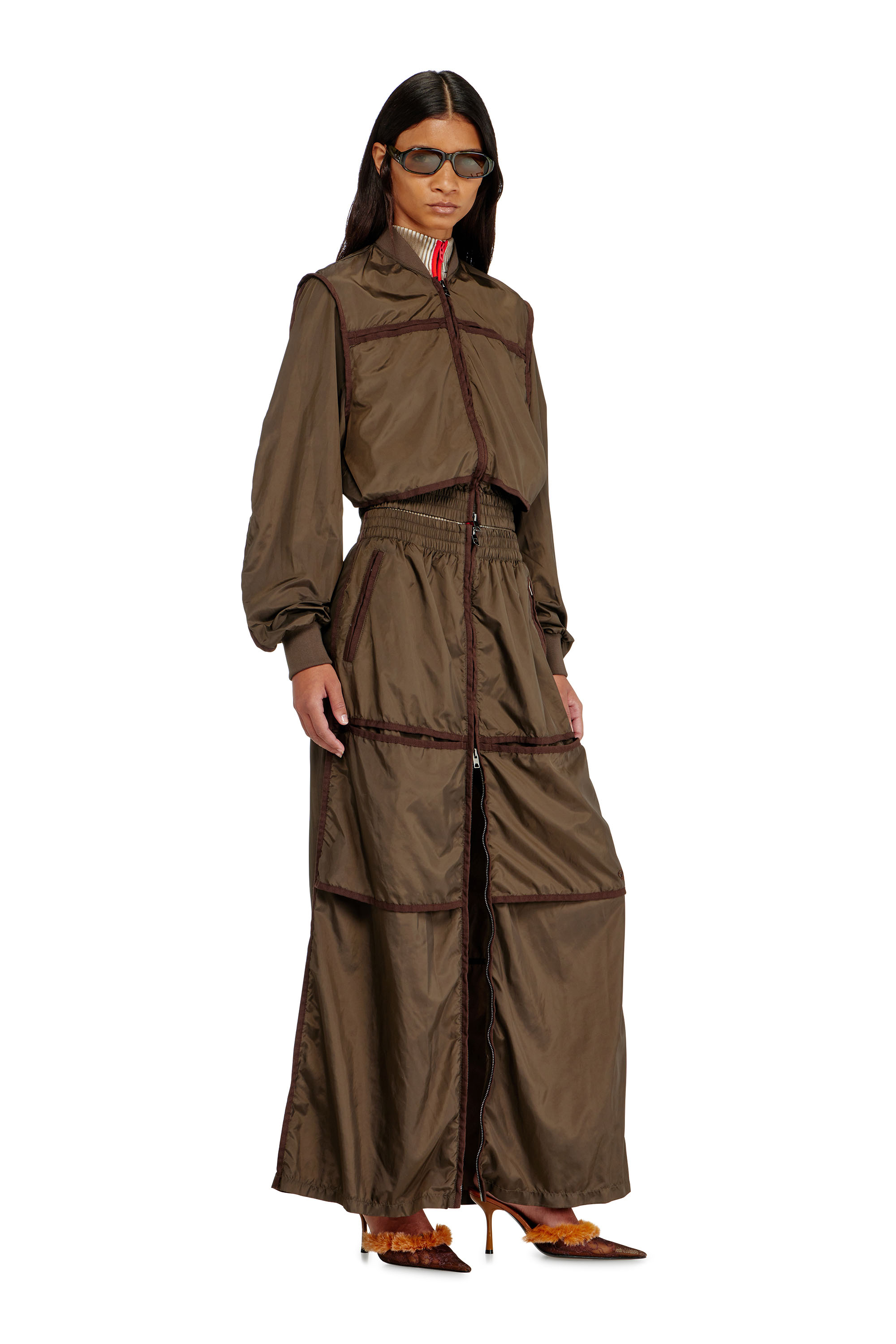 Diesel - G-OTHAM, Woman's Nylon jacket with tonal taping in Brown - 2