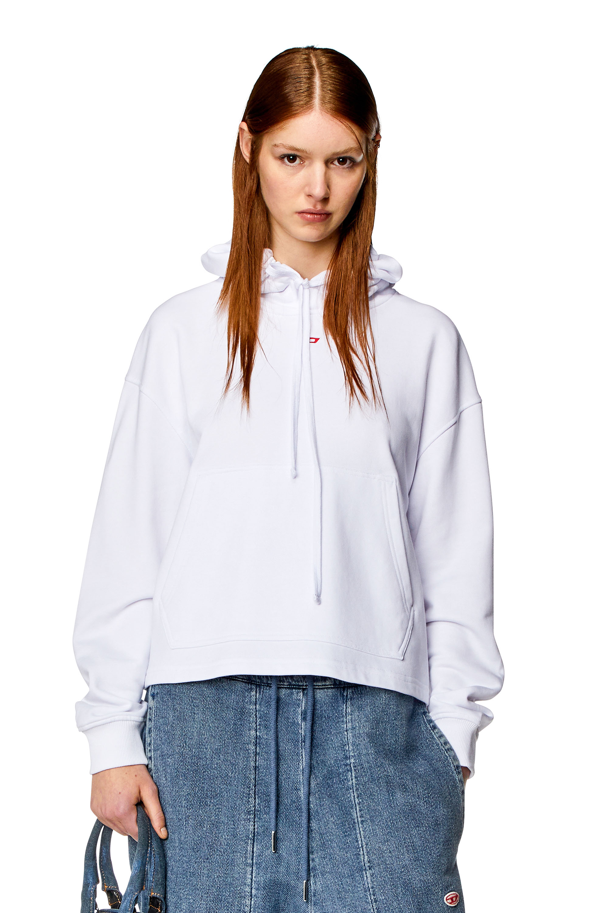 Diesel - Sweat-shirt à capuche oversize avec empiècement D - Pull Cotton - Femme - Blanc