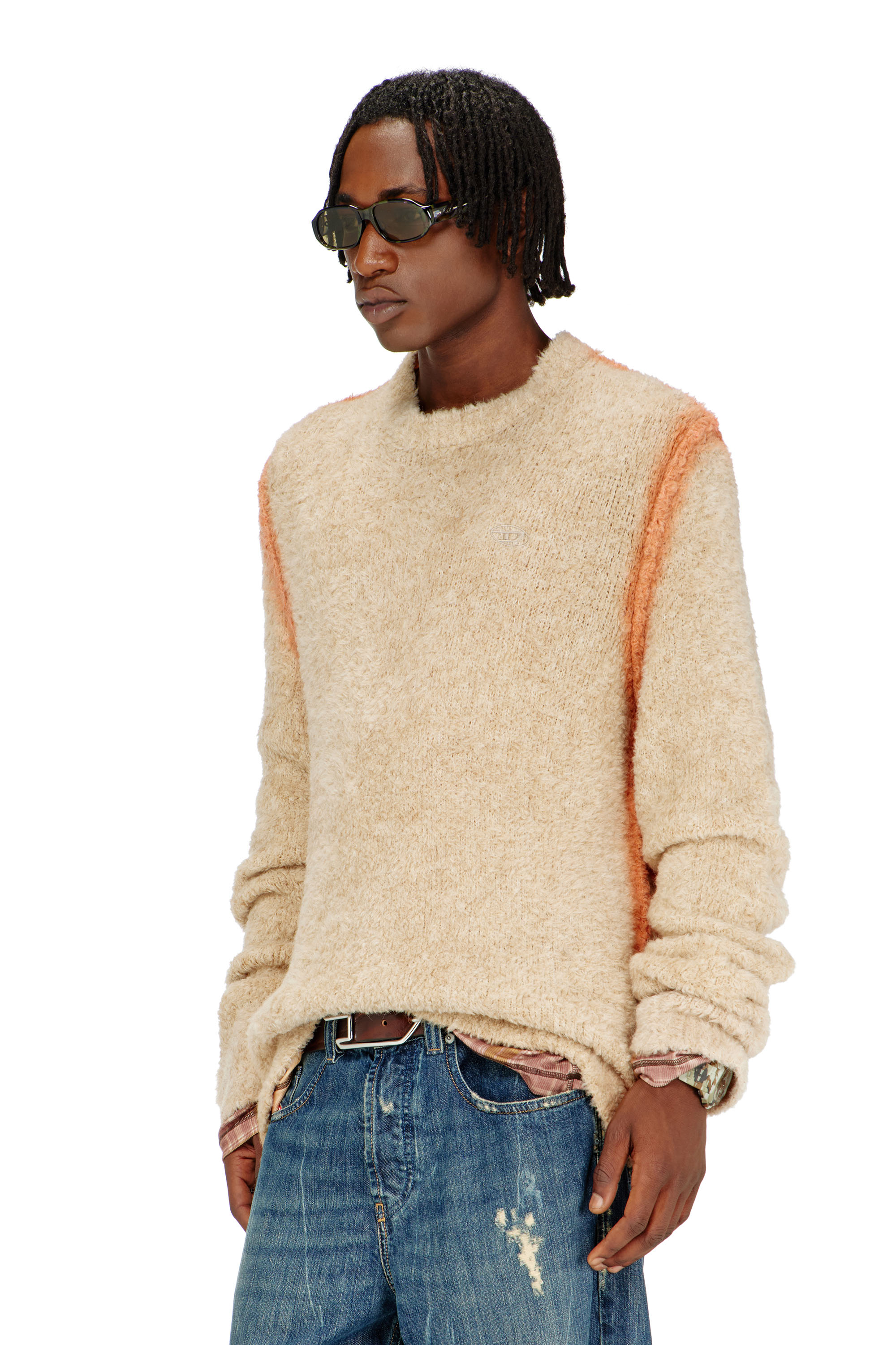 Diesel - Alpaca-blend jumper with spray-dyed seams - Knitwear - Man - Brown