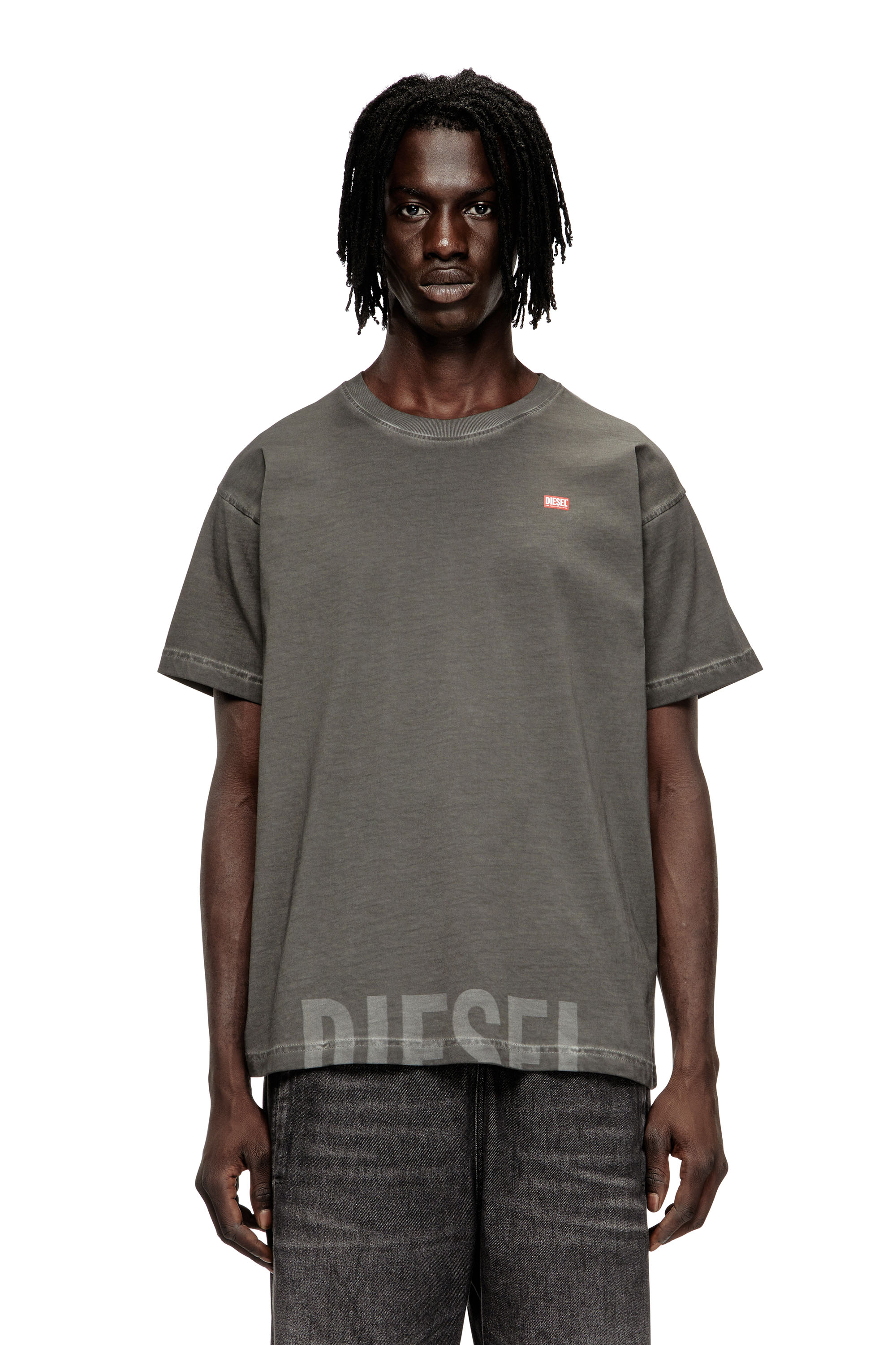 Diesel - T-NORM-T7, Man's Crew neck cotton t-shirt with print in Grey - 1