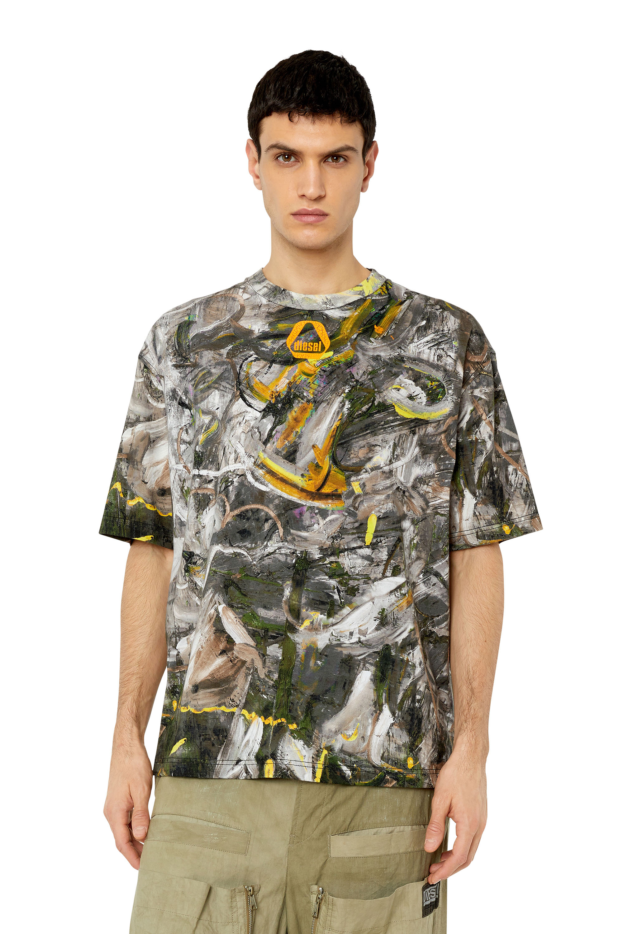 Diesel - T-shirt oversize con stampa astratta - T-Shirts - Uomo - Multicolor