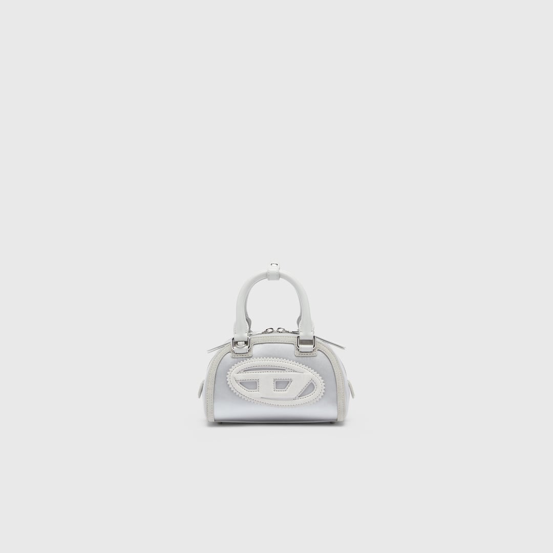 Diesel - 1DR Dome - Small bowling bag in satin and suede - Crossbody Bags - Woman - Silver
