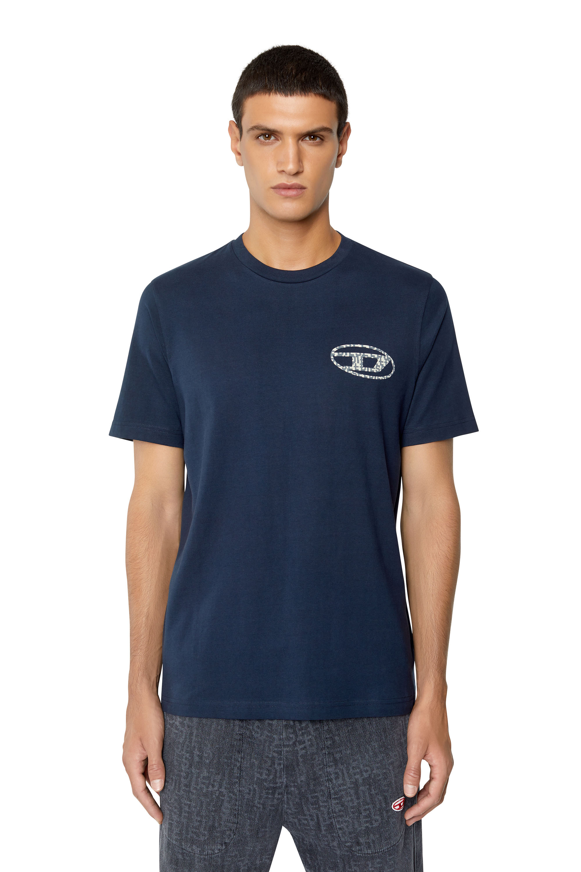Diesel - T-shirt con stampa del logo oversize - T-Shirts - Uomo - Blu