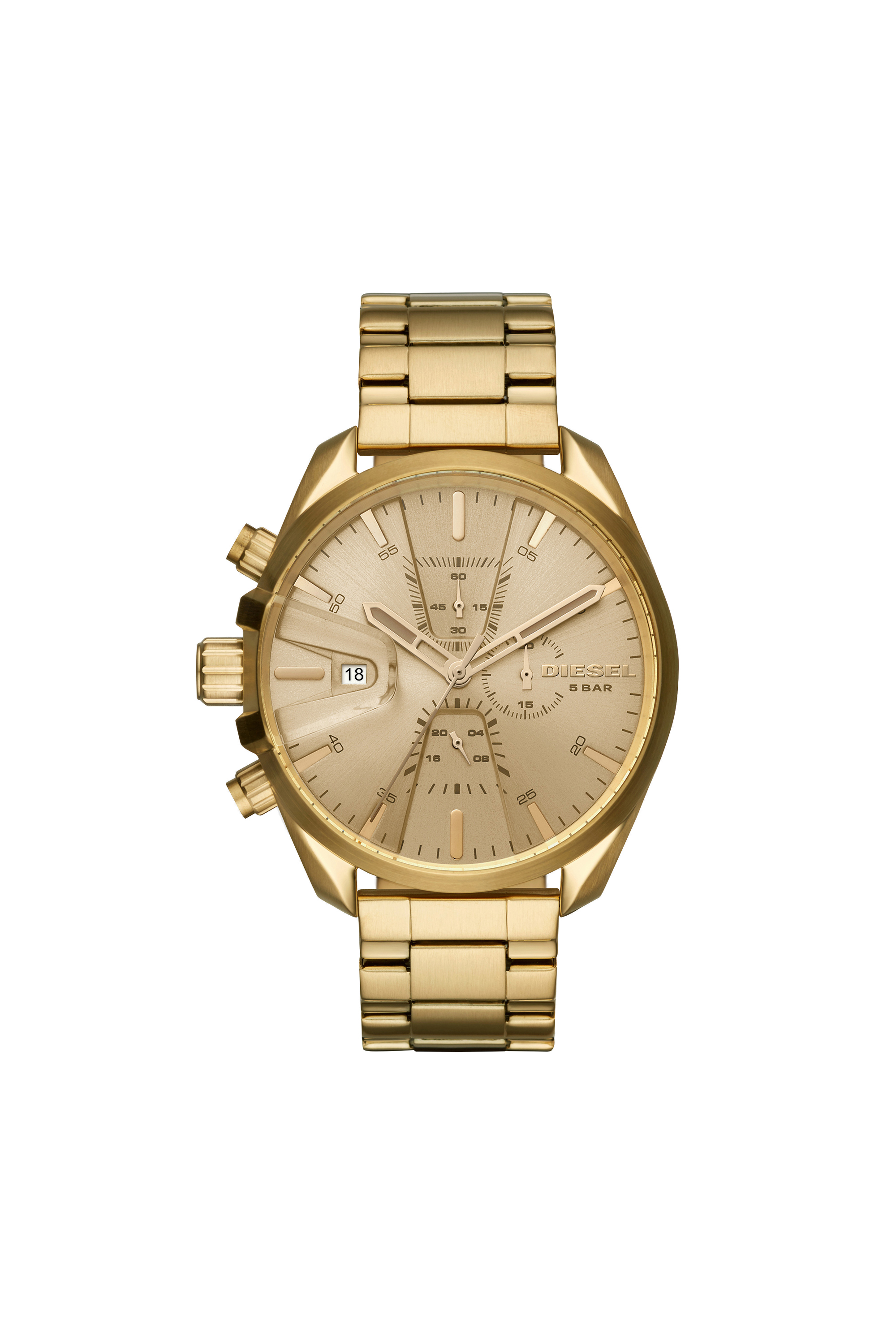 Diesel - Gold watch with single-link strap, 47 mm - Timeframes - Man - Oro