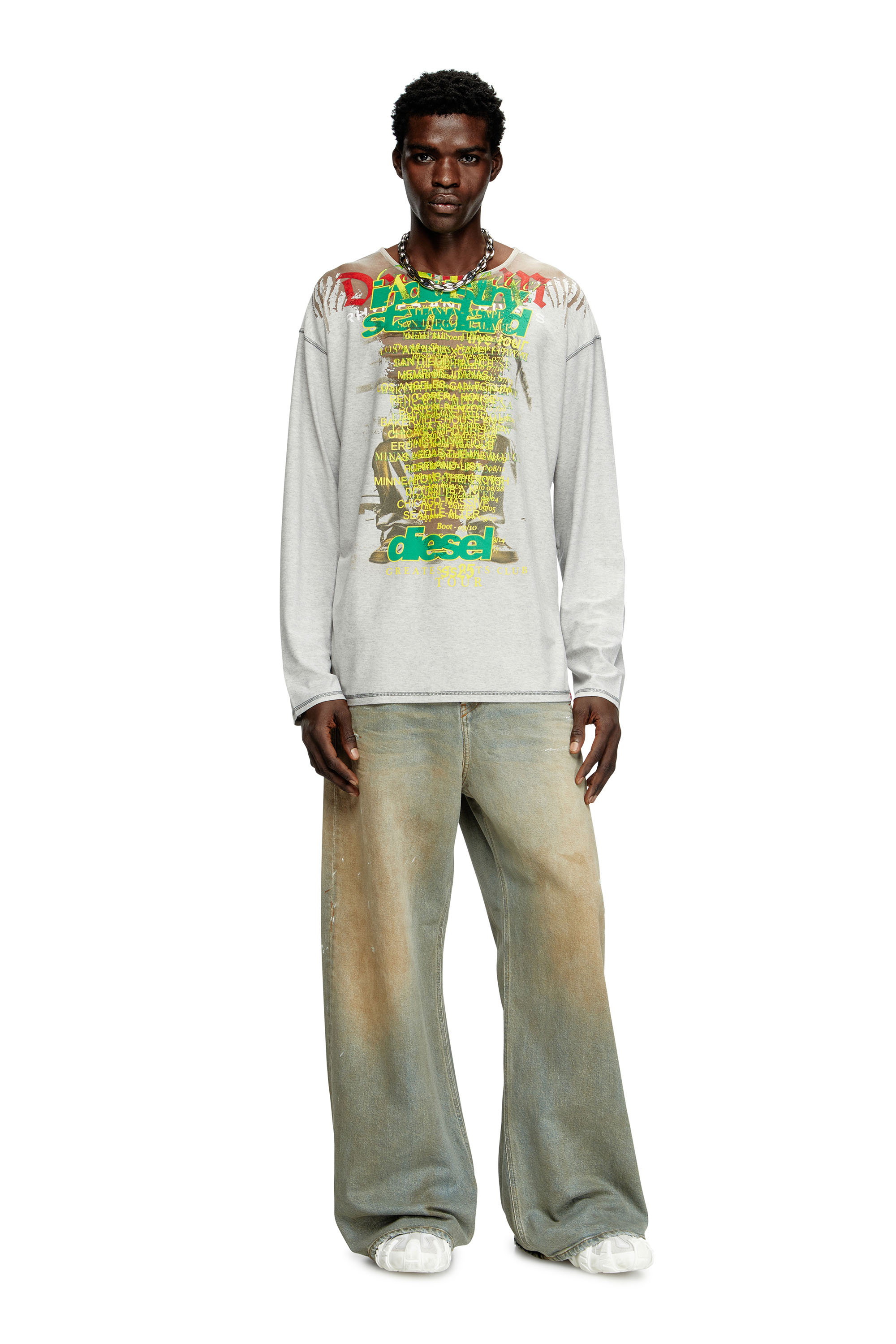 Diesel - T-JERRY-B, Unisex's Long-sleeve T-shirt with lyrics print in Grey - 2