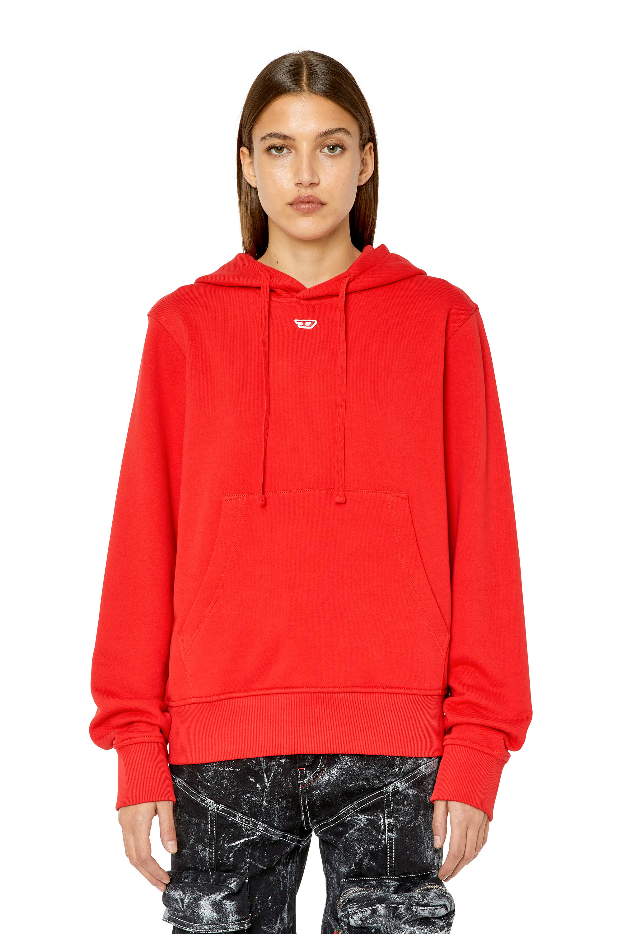 Diesel - Hoodie with embroidered D patch - Sweaters - Woman - Red