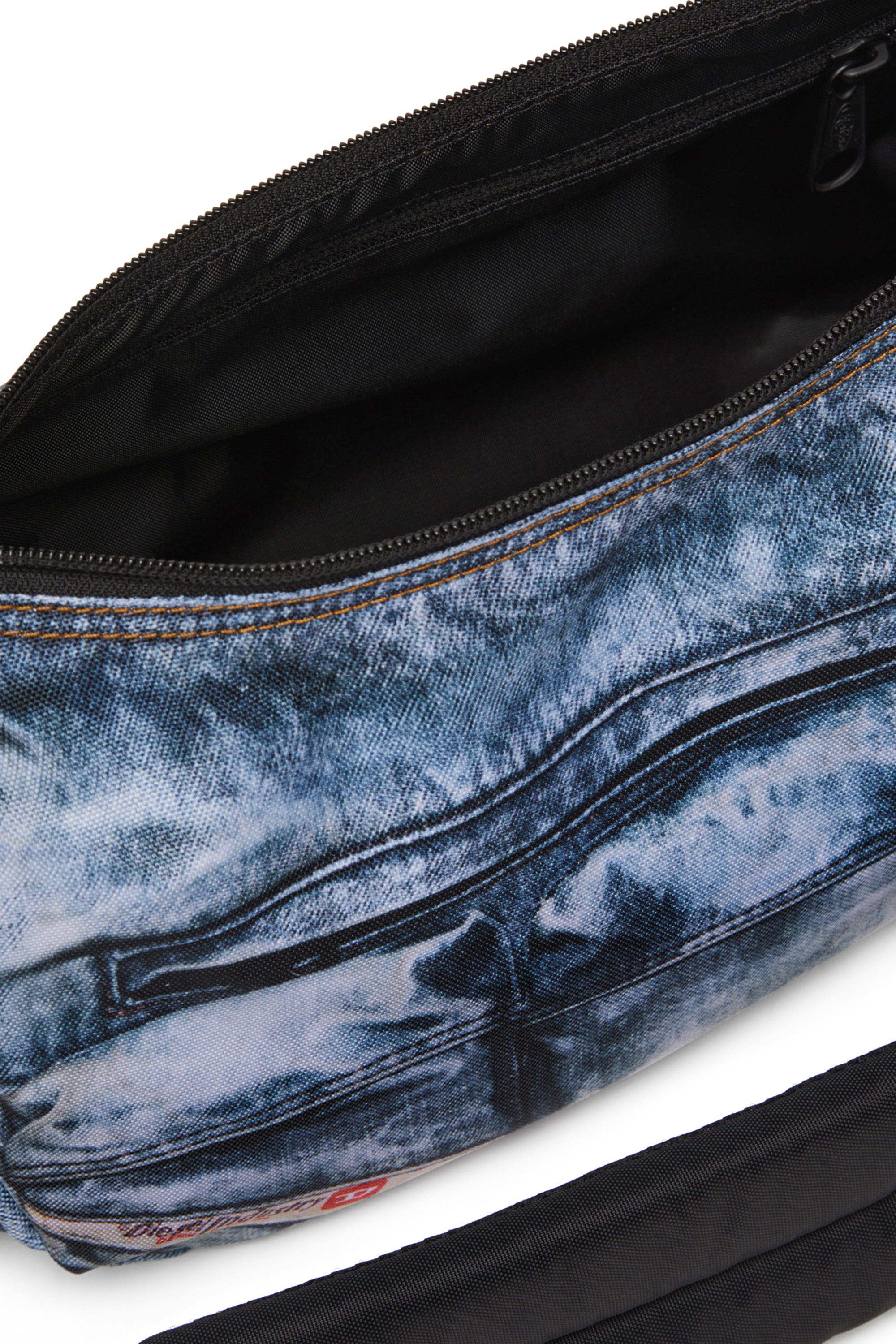 Diesel - DIESEL SHOULDER BAG, Unisex's Multipocket bag in trompe l'oeil denim in Blue - 4