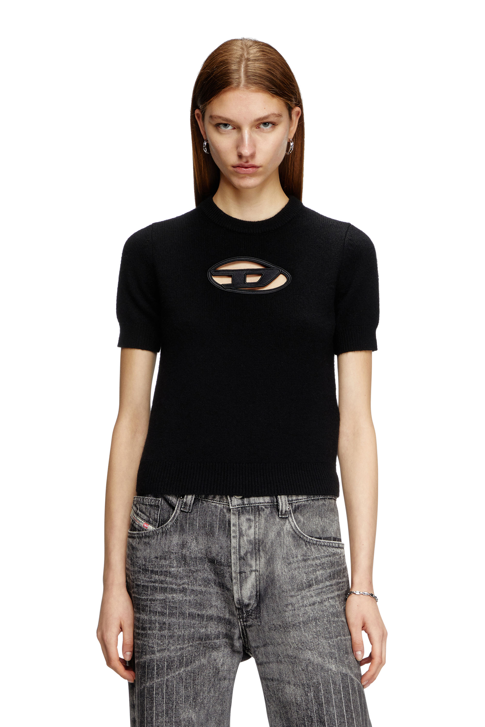 Short-sleeve jumper in cashmere blend - Knitwear