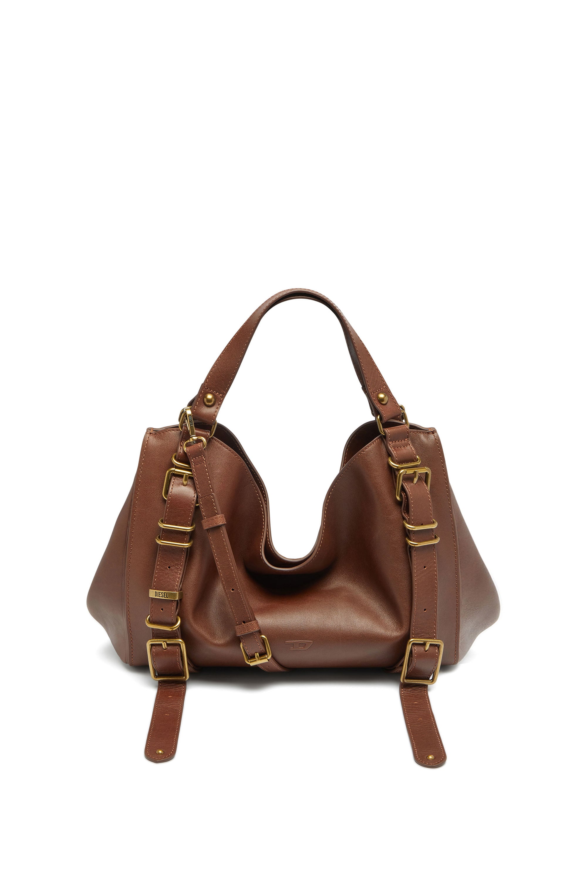 Diesel - D-One-Medium top-handle bag in treated leather - Handbags - Unisex - Brown