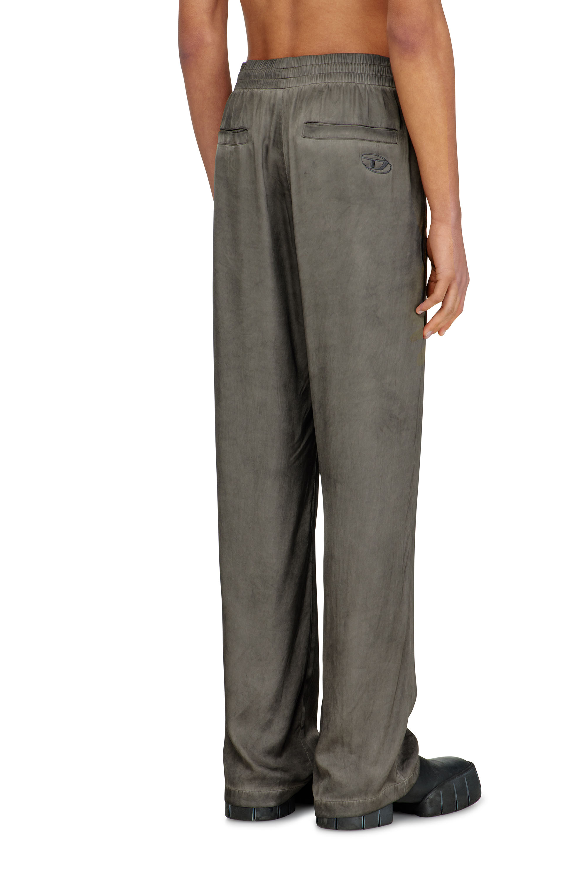 Diesel - P-THECK-ALBG, Man's Track pants in treated fluid viscose in Dark grey - 3