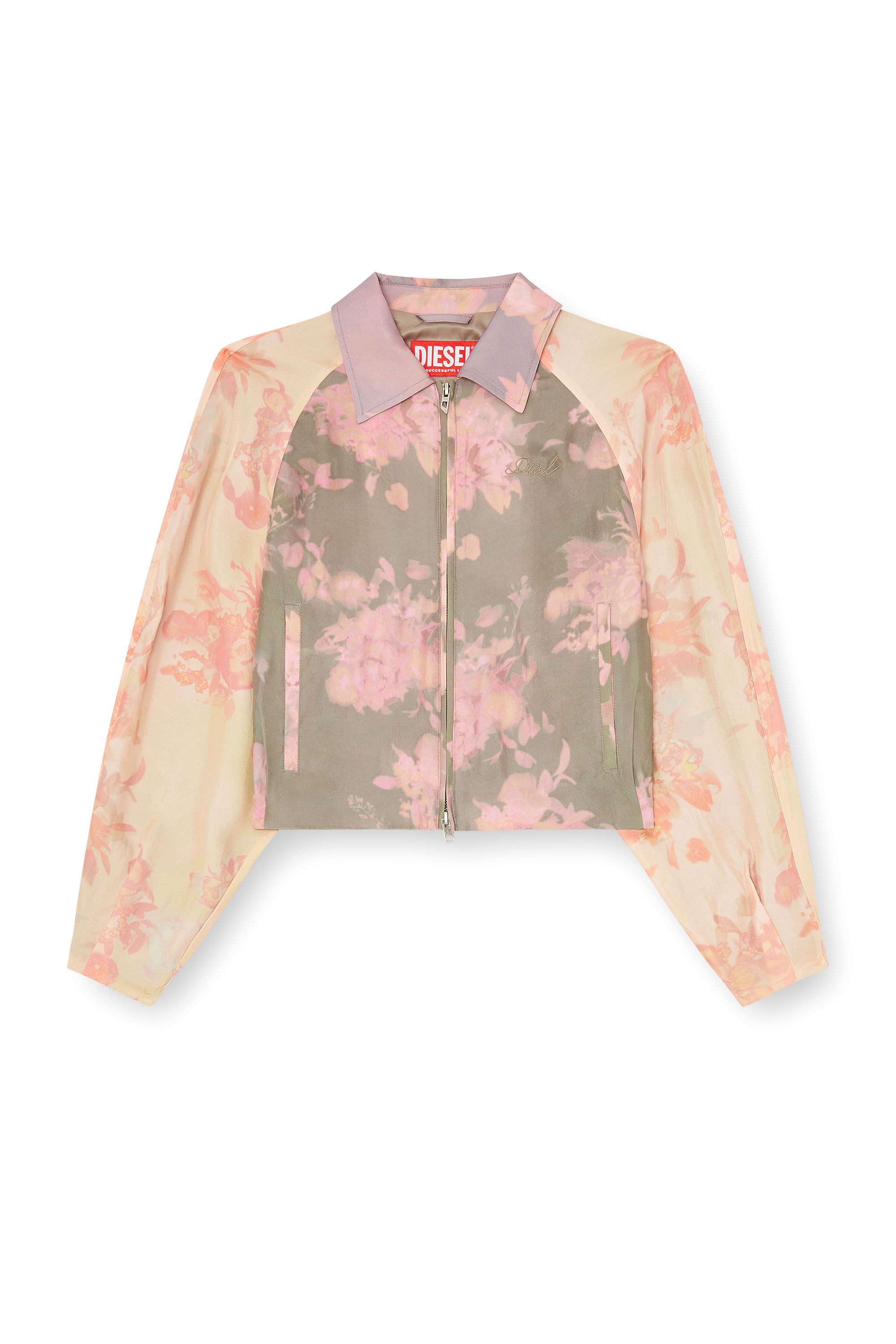Diesel - G-ALENA, Woman's Floral bomber jacket in crinkled acetate in null - 2