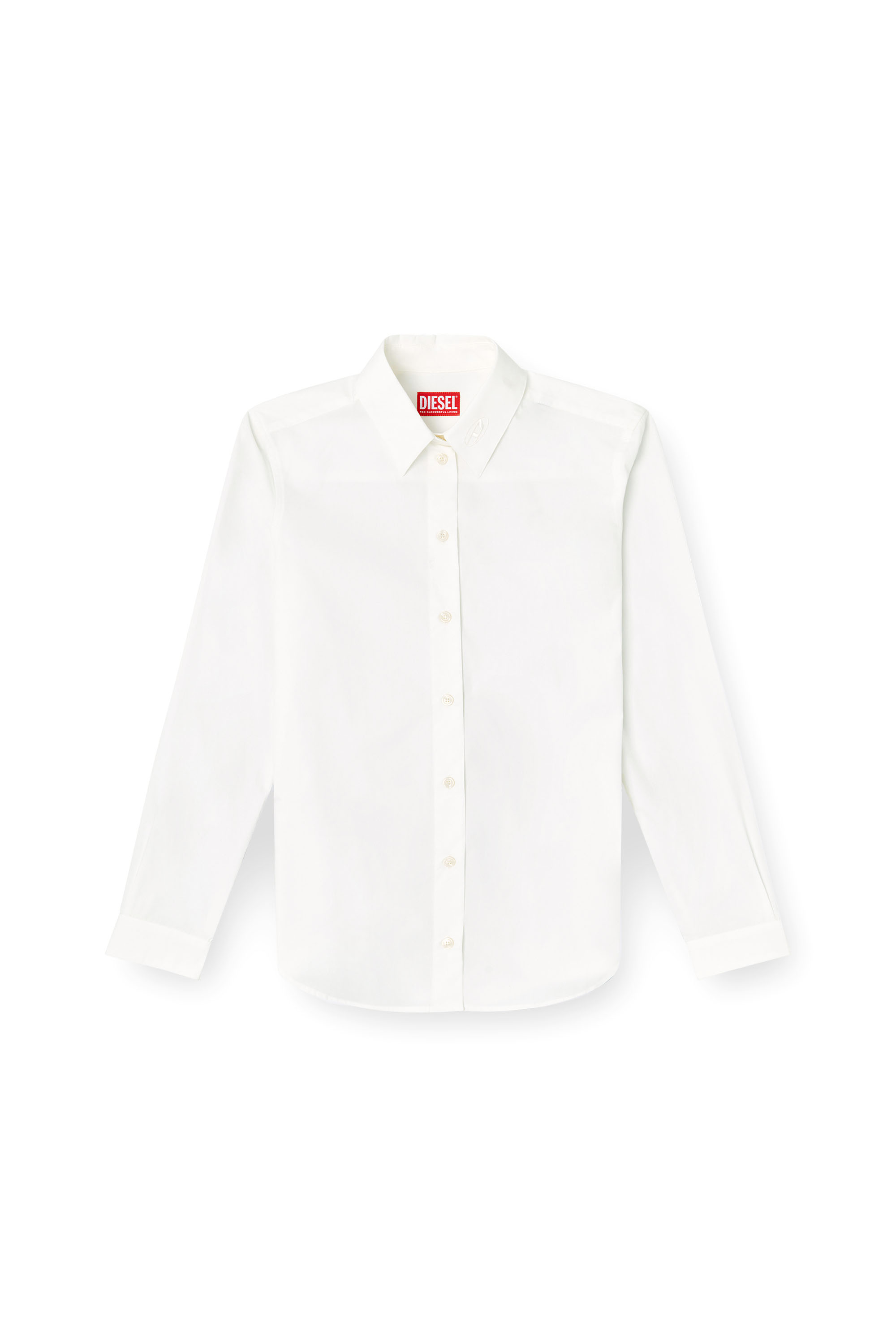Diesel - C-RONOS, Woman's Poplin shirt with Oval D in White - 3