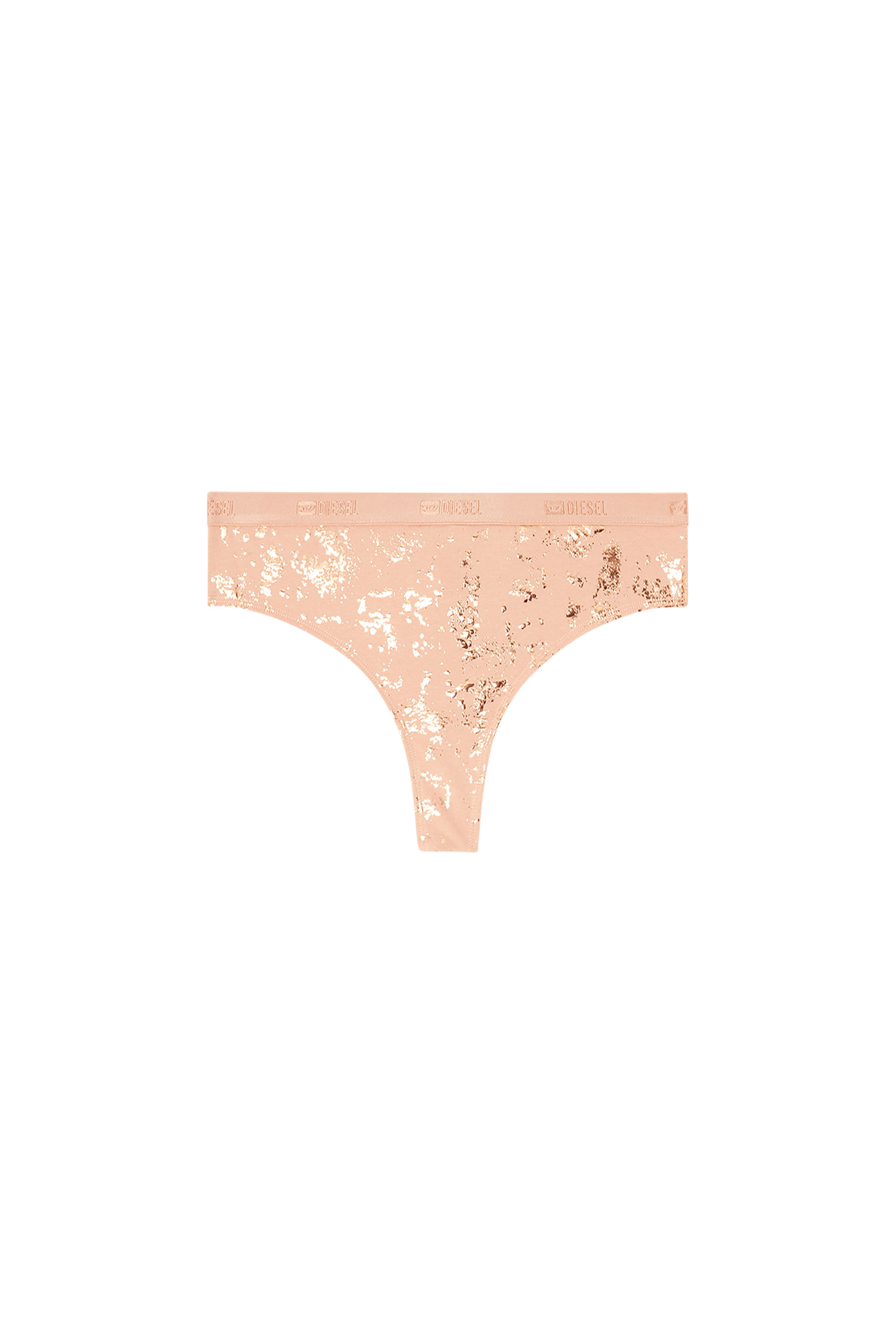 Diesel - STARS-GFT, Woman's Thong in metallic-effect stretch cotton in Nude - 3