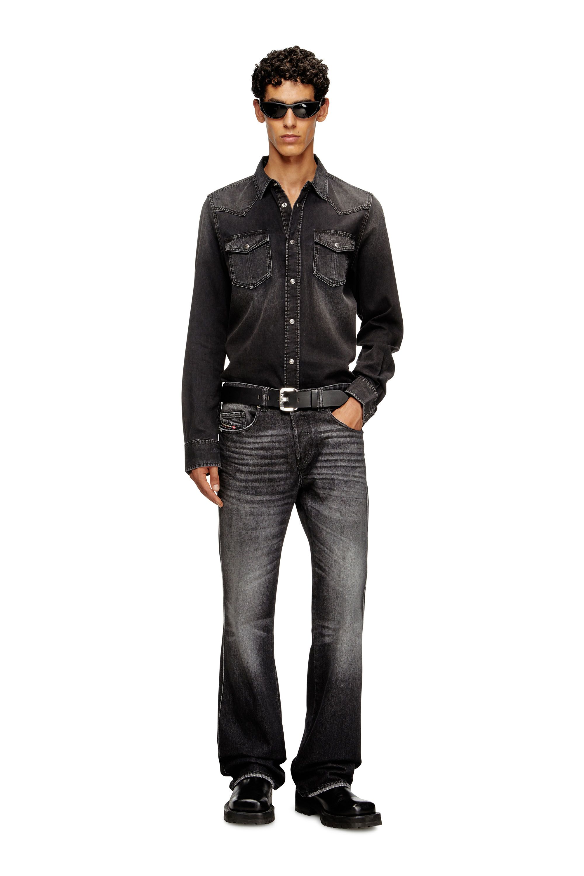 Diesel - D-VEGA, Man's Denim overshirt in Black - 2