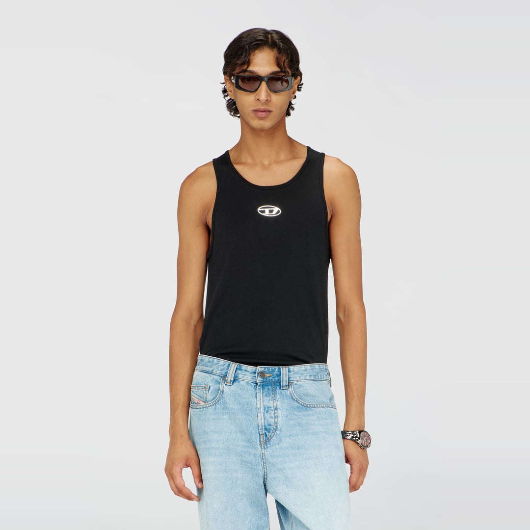 Diesel - Cotton tank top with logo - T-Shirts - Man - Black