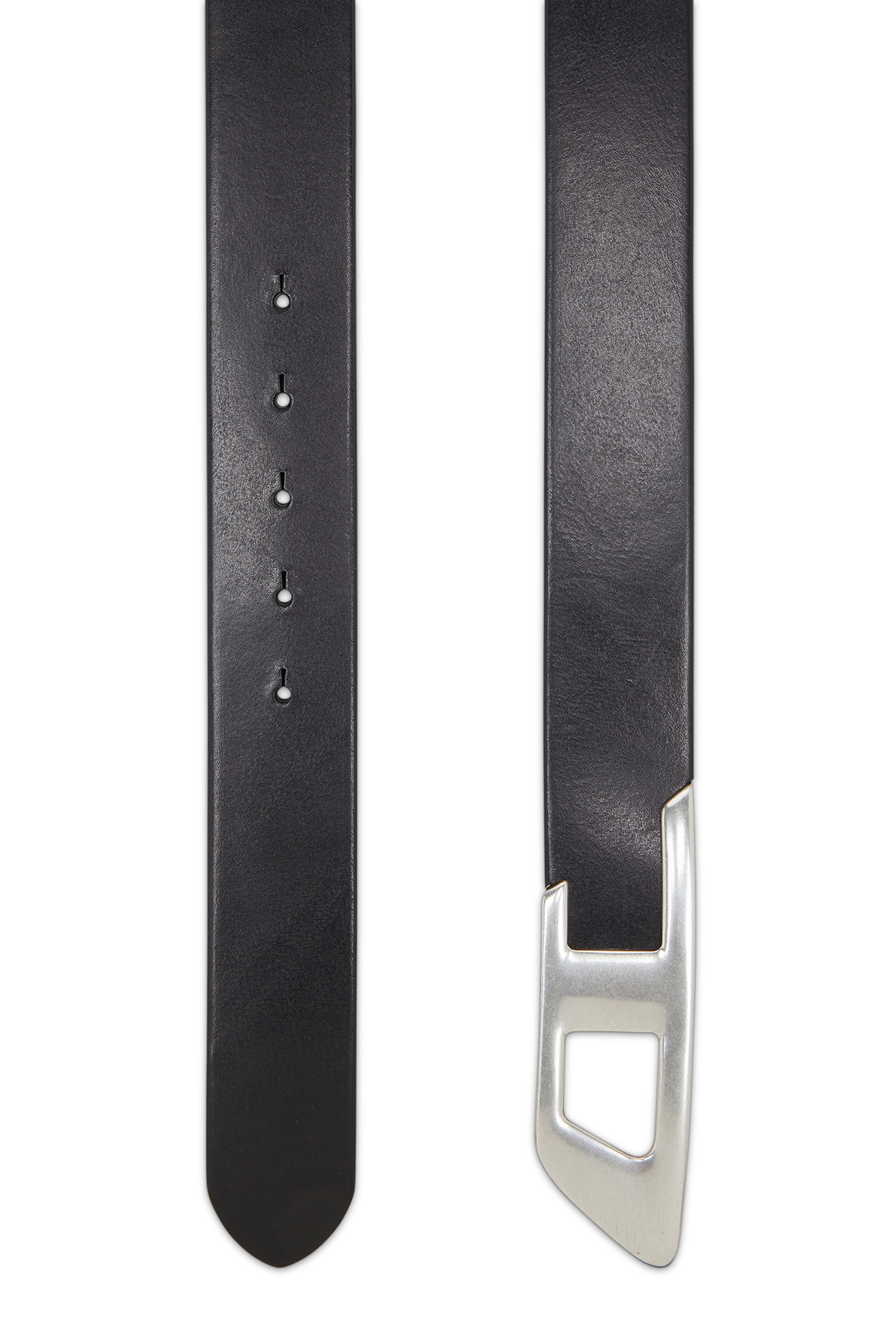 Diesel - B-D LOGO 2.0 40, Unisex's 4 cm leather belt with metal D buckle in Black/Silver - 2