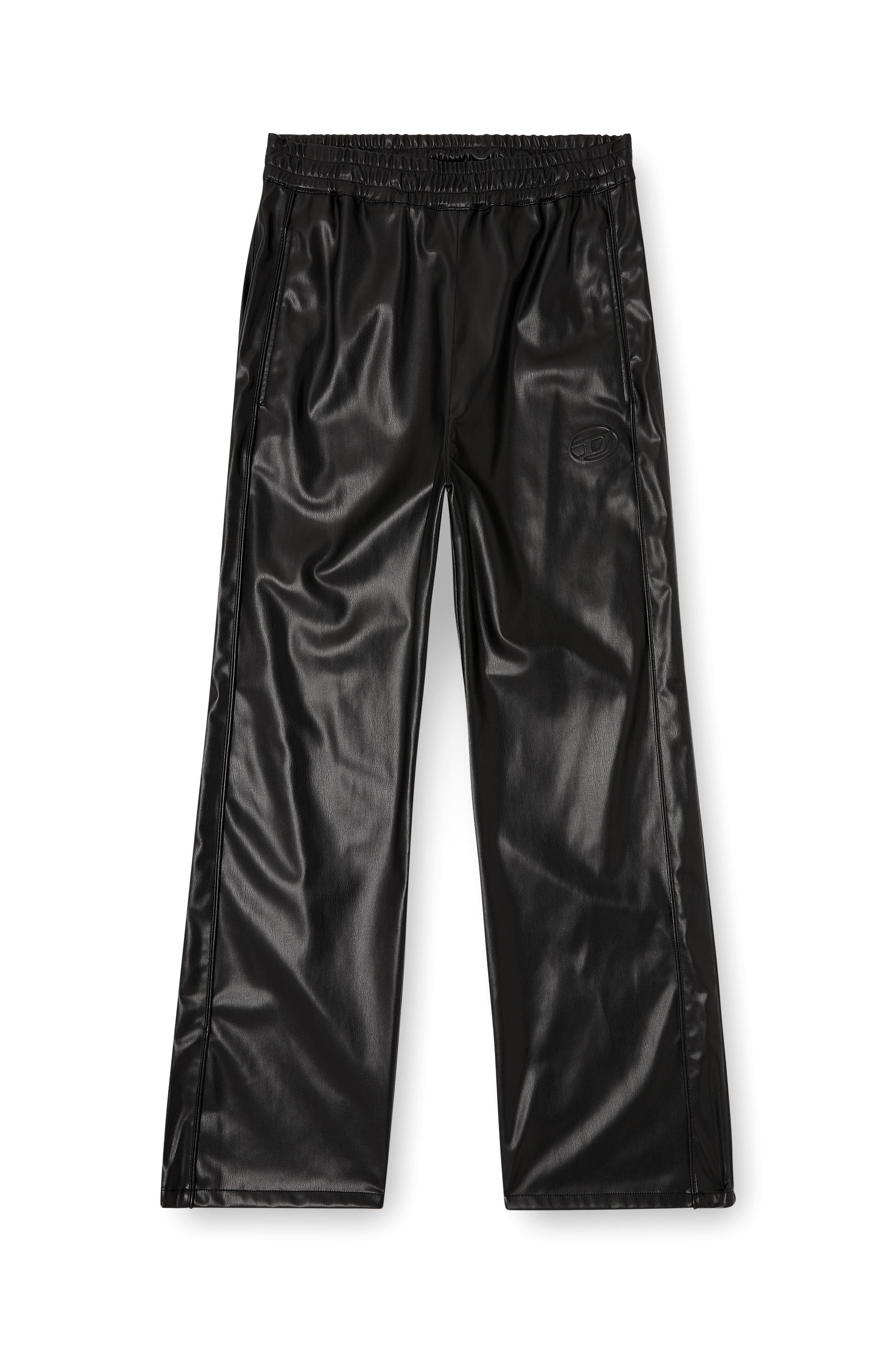 Diesel - P-ARTEN-PIPING-PGBX, Man's Track pants in coated fabric in Black - 3