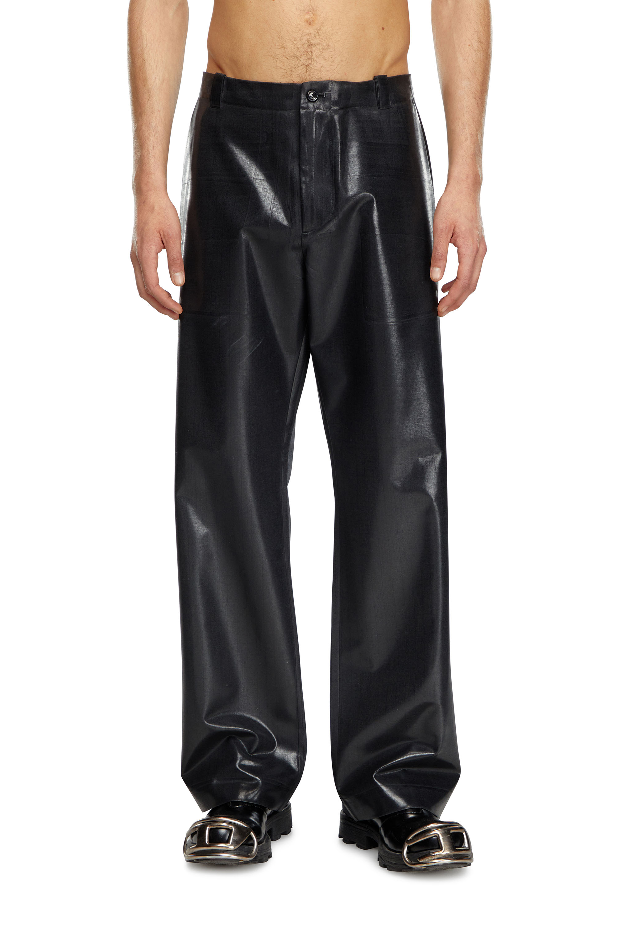 Diesel - Pinstripe pants with coated front - Pants - Man - Black
