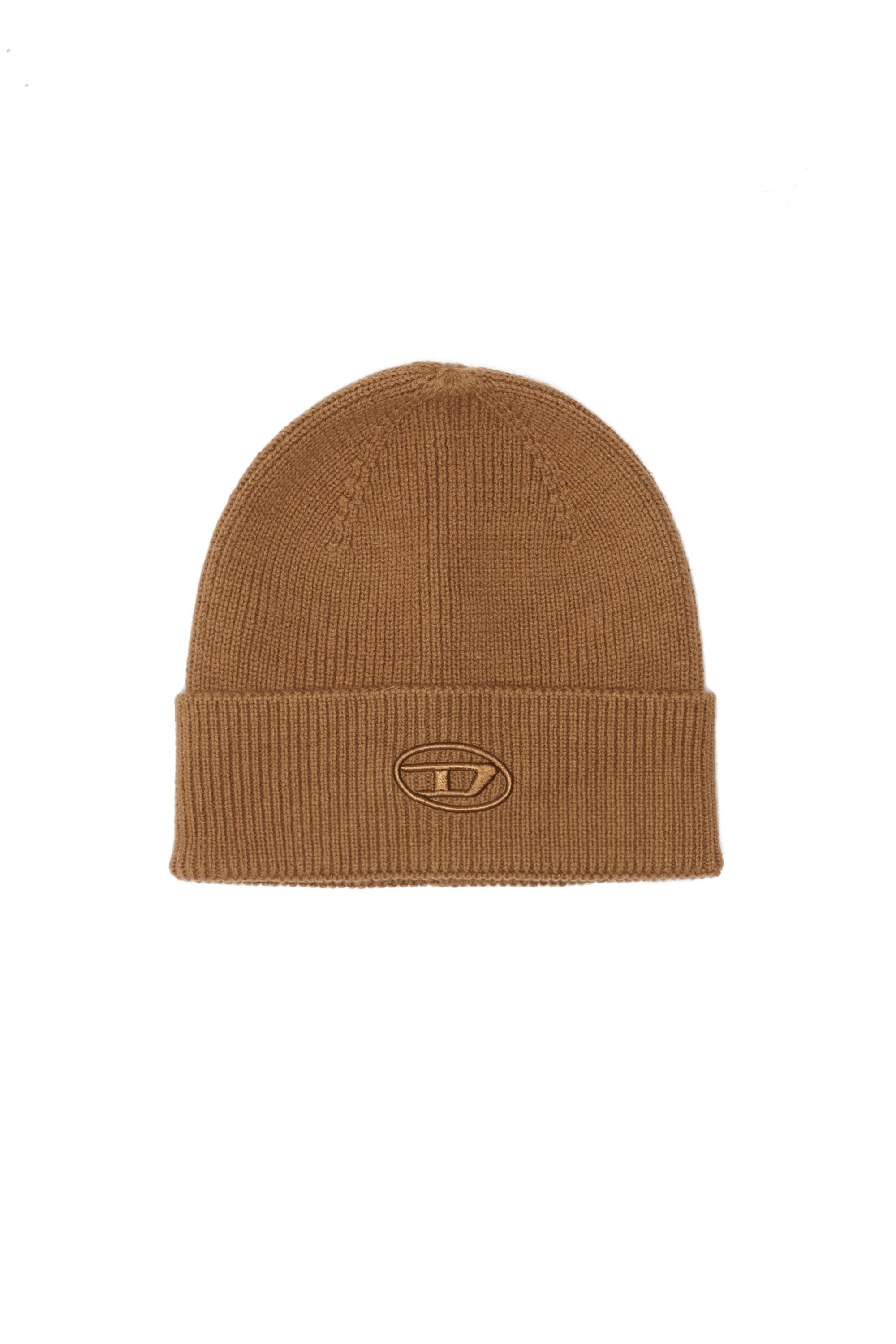 Diesel Ribbed Beanie With D Embroidery In Verde