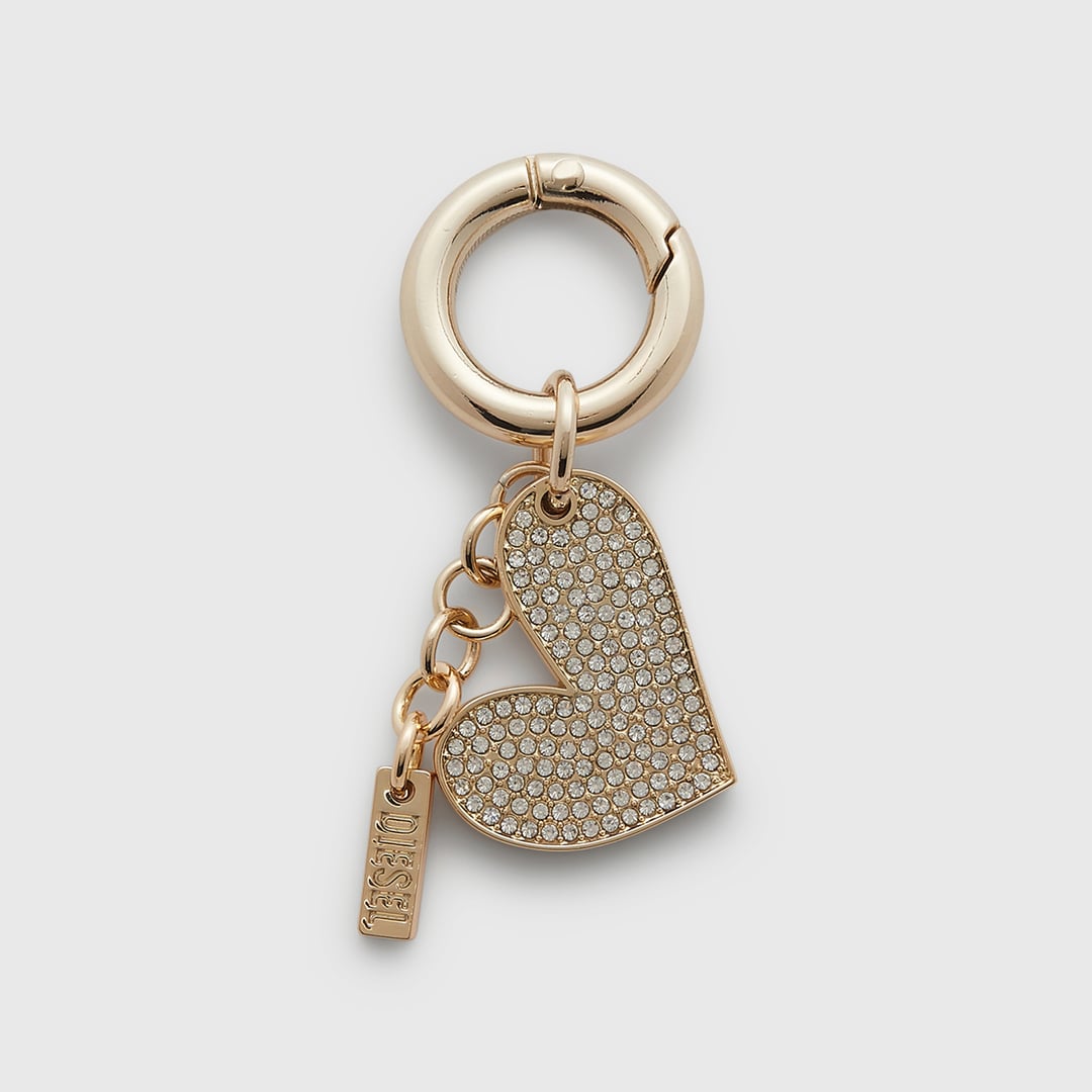 Diesel - Metal heart charm with rhinestones - Charms and Keyrings - Woman - Gold