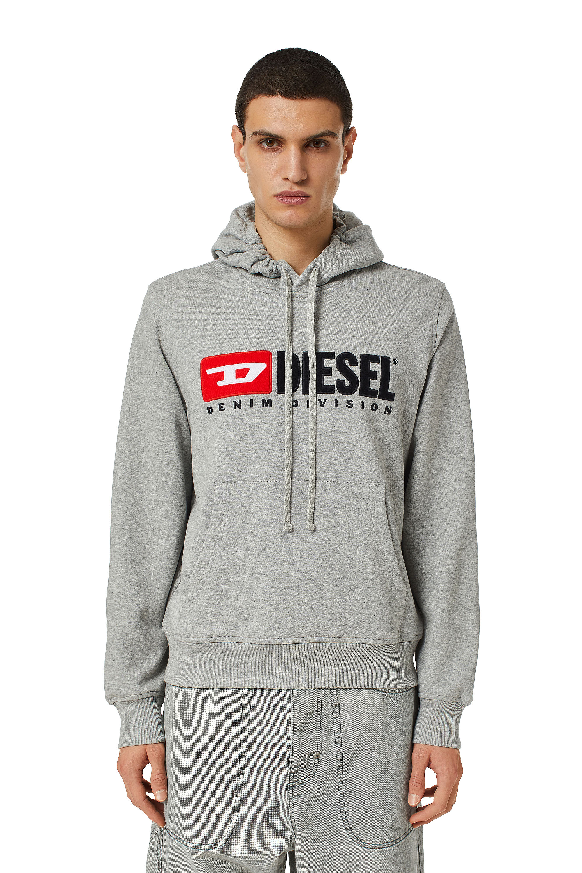 Shop Diesel Denim Division Hoodie In Grey