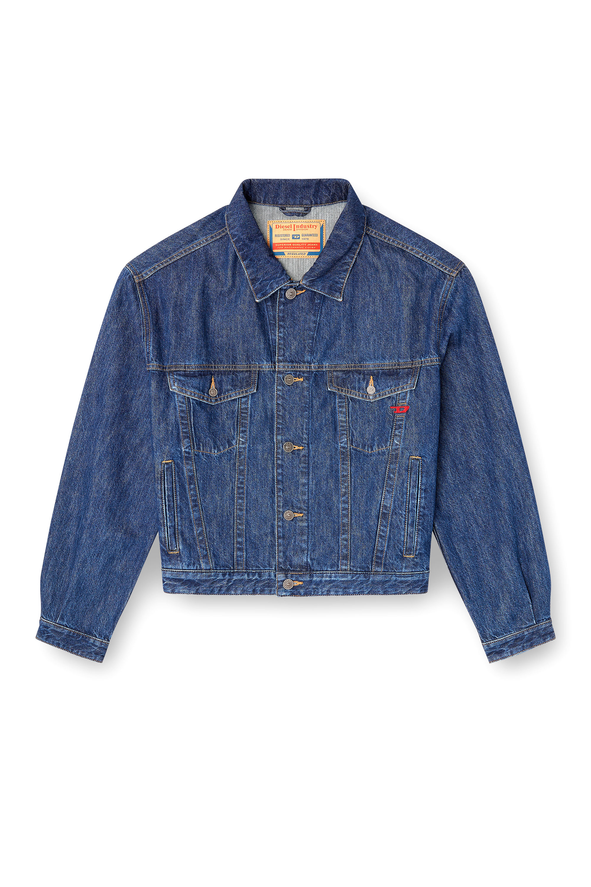 Diesel - D-RANGER, Unisex's Trucker jacket in denim in Medium blue - 3