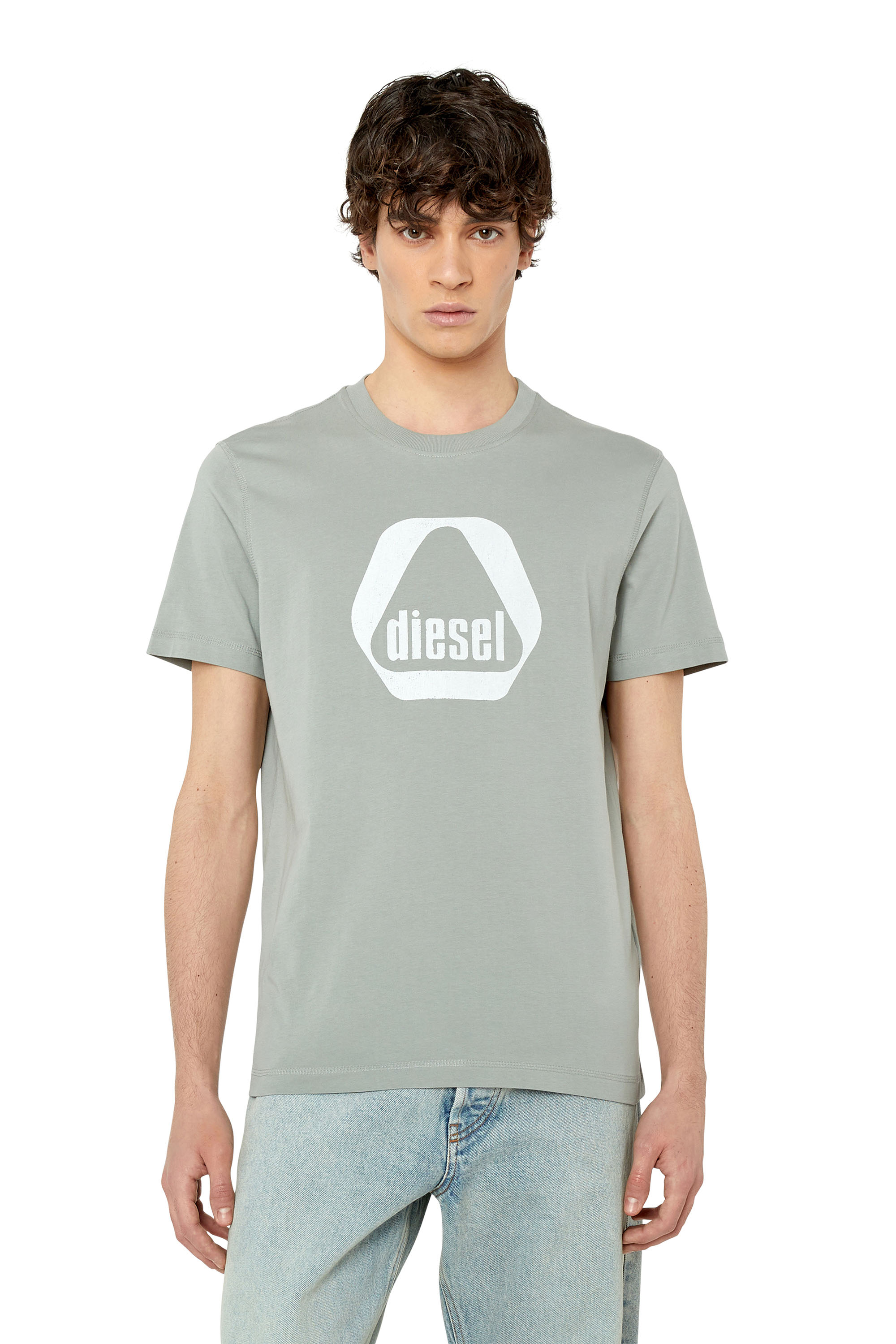 Diesel - T-shirt con logo utility stampato - T-Shirts - Uomo - Grigio