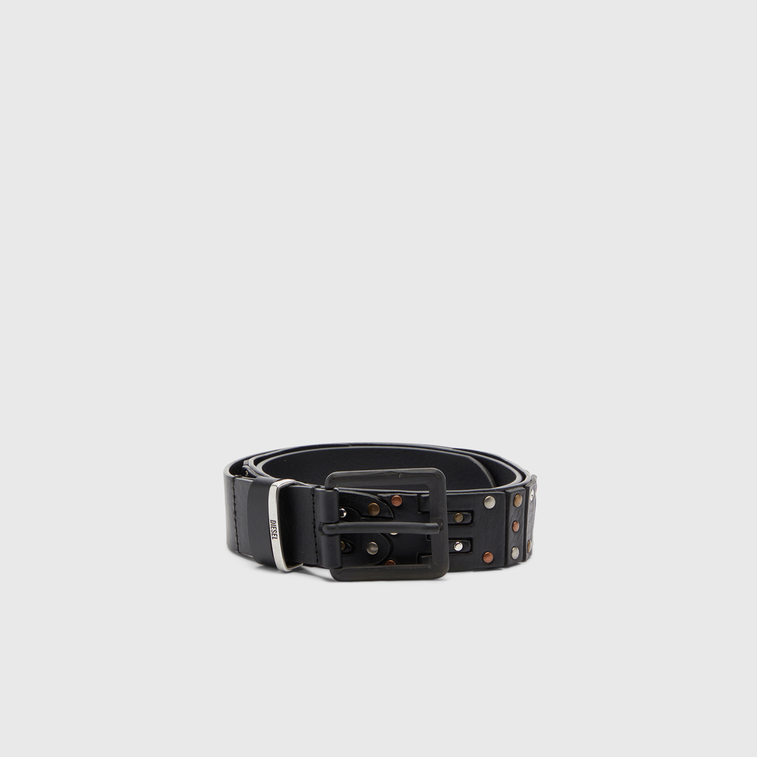 Diesel - Ceinture 4 cm en cuir avec clous et rivets - Ceintures - Mixte - Noir