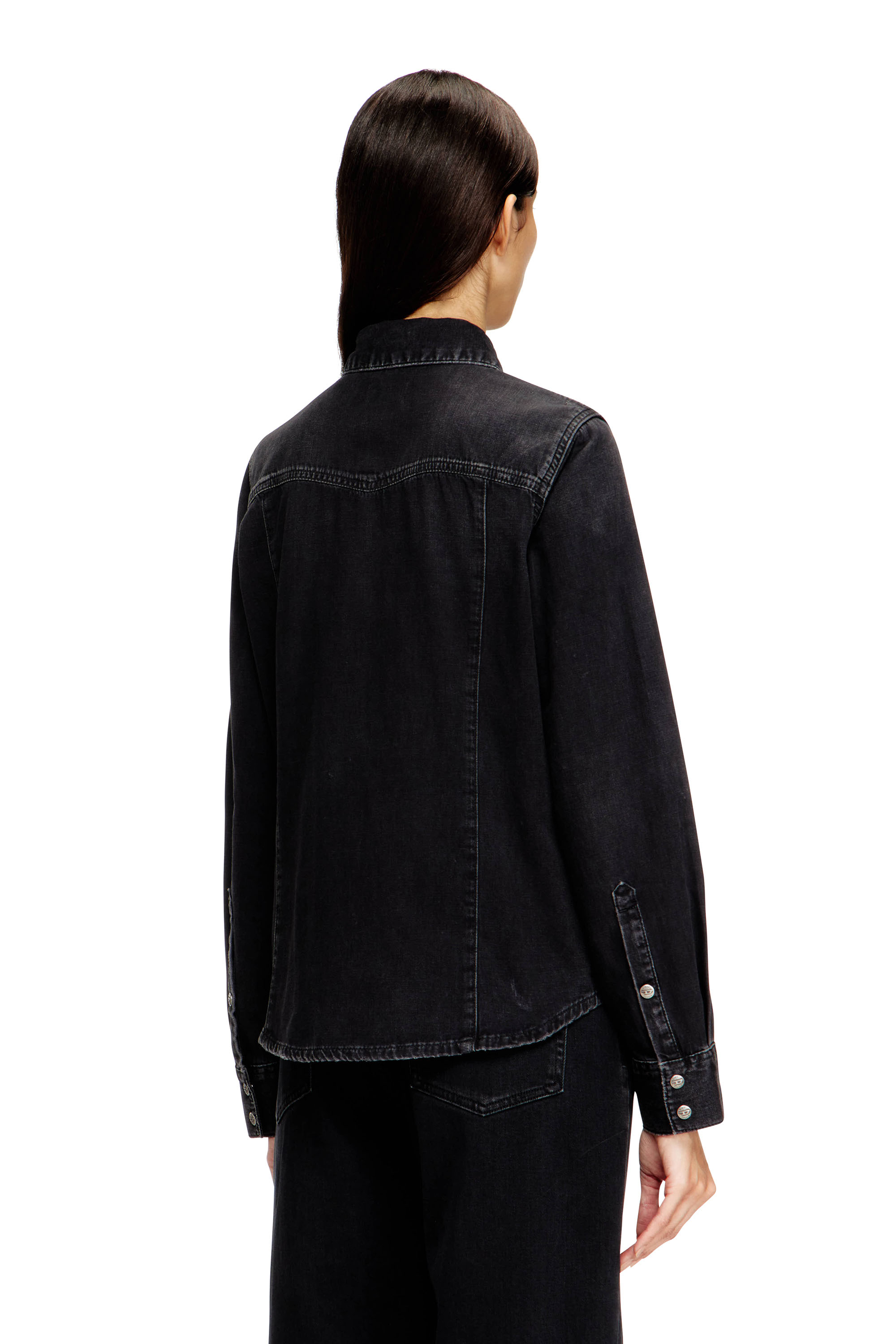 Diesel - DE-WAVES, Woman's Western shirt in treated denim in Black - 4
