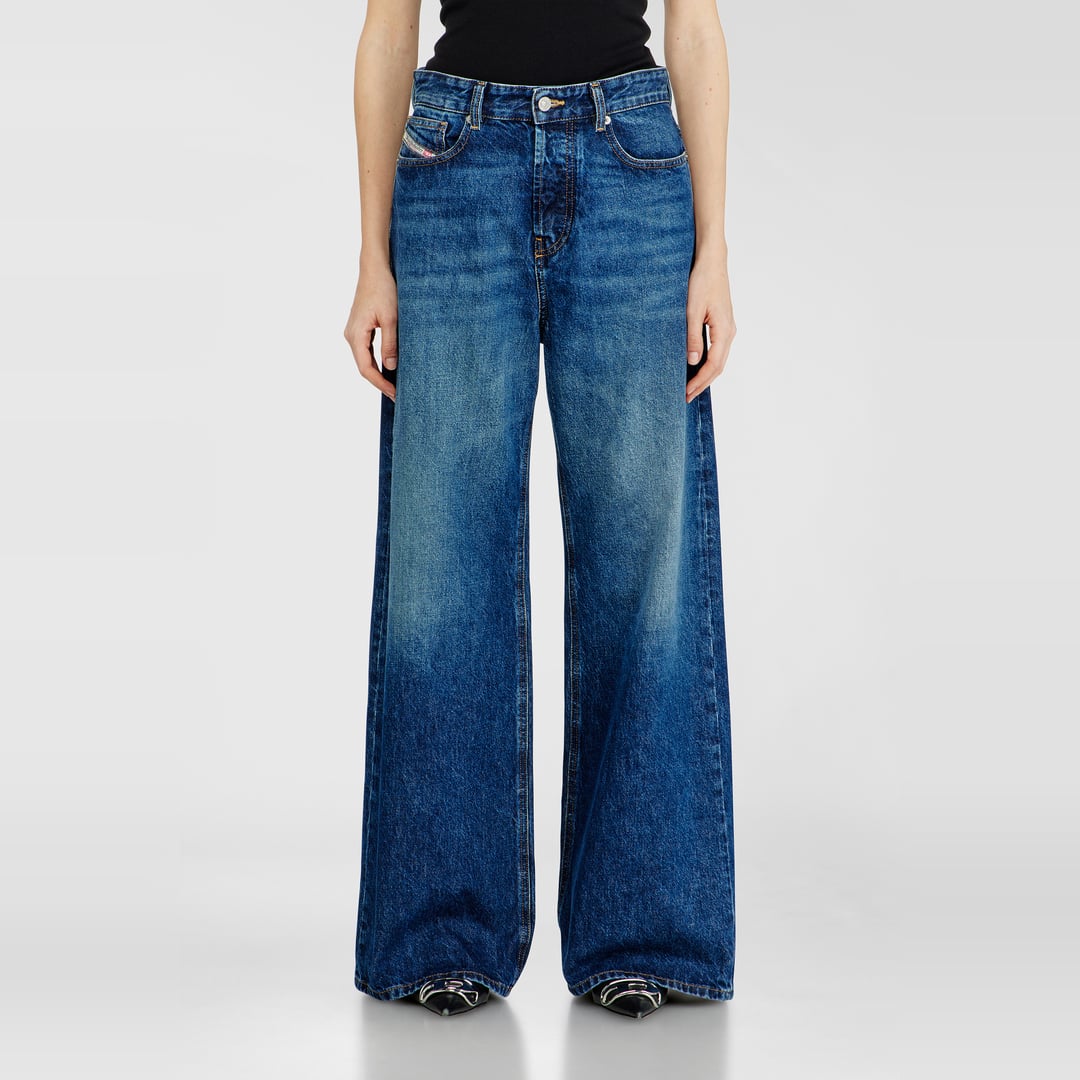 Diesel Jeans Relaxed Taille Basse 1996 D-Sire, Bleu moyen, Fermeture boutonnée