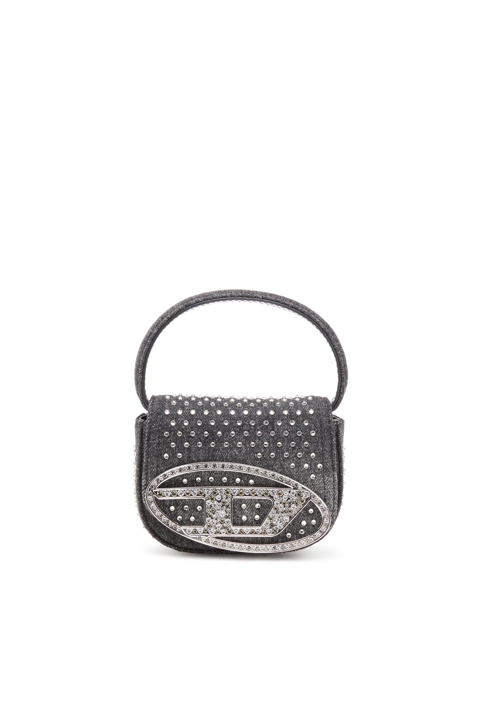 Diesel - 1DR Xs - Iconic mini bag in denim and crystals - Crossbody Bags - Woman - Black