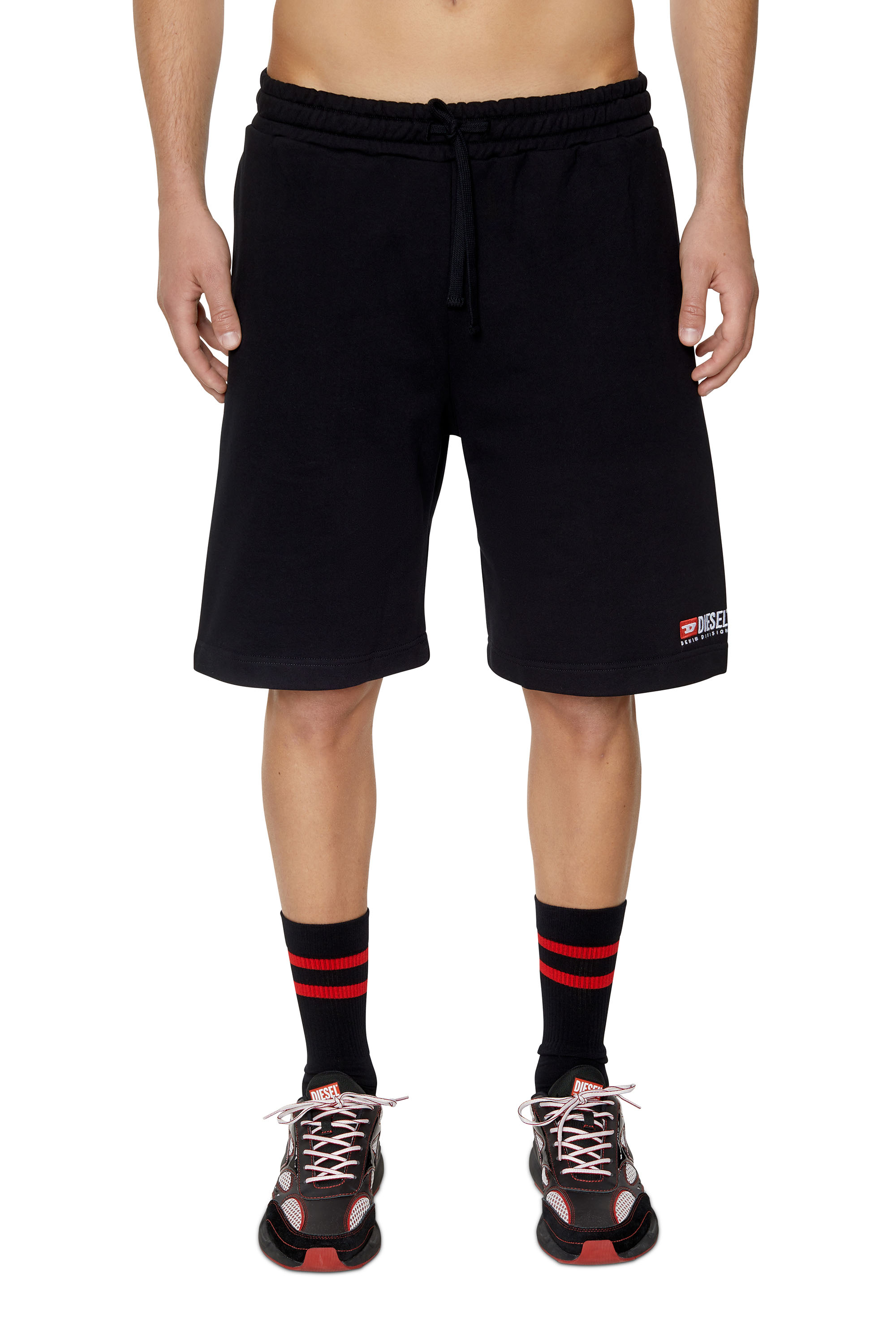 Shop Diesel Sweat Shorts With Logo Embroidery In Black
