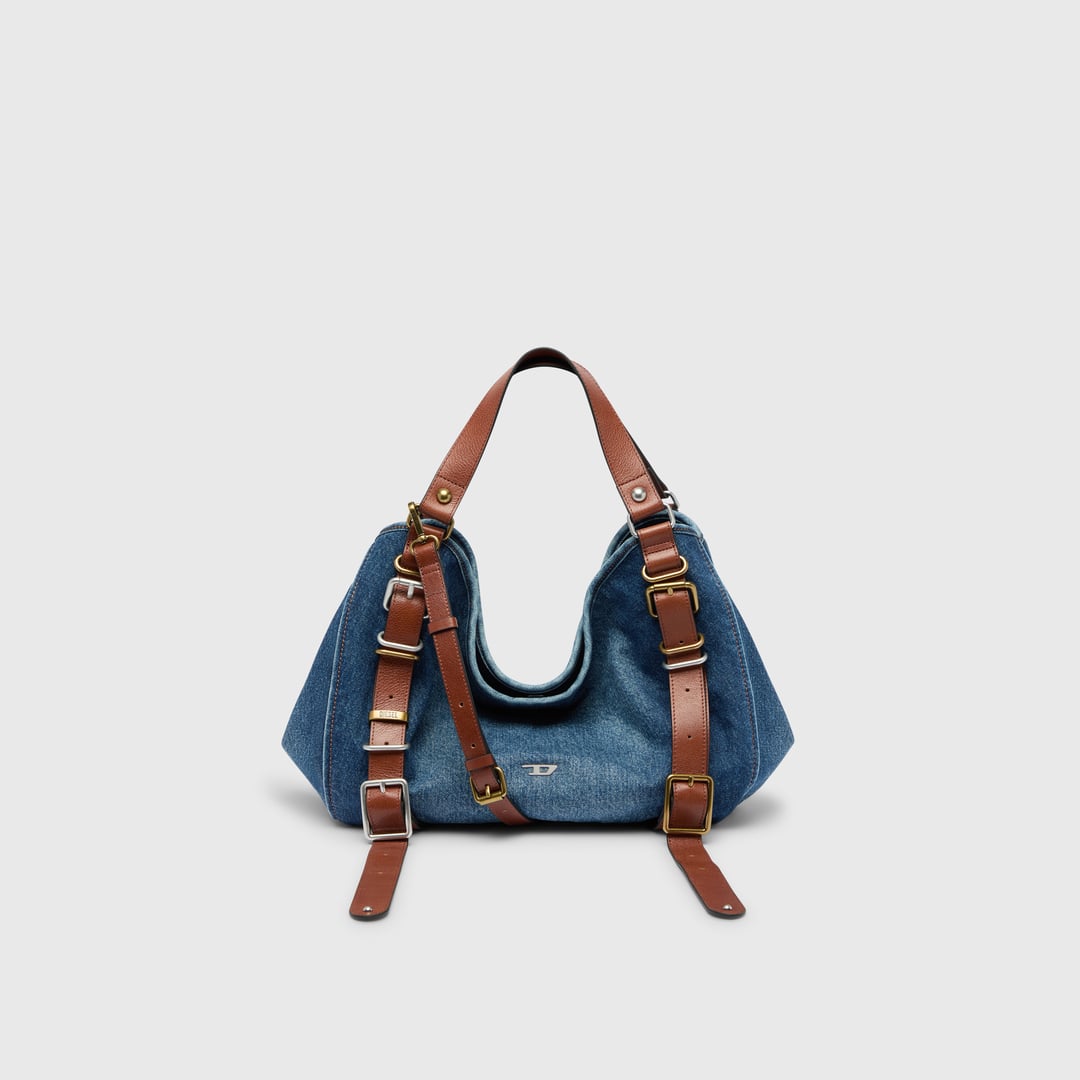 Diesel - D-One-Medium top-handle bag in denim and leather - Handbags - Woman - Blue