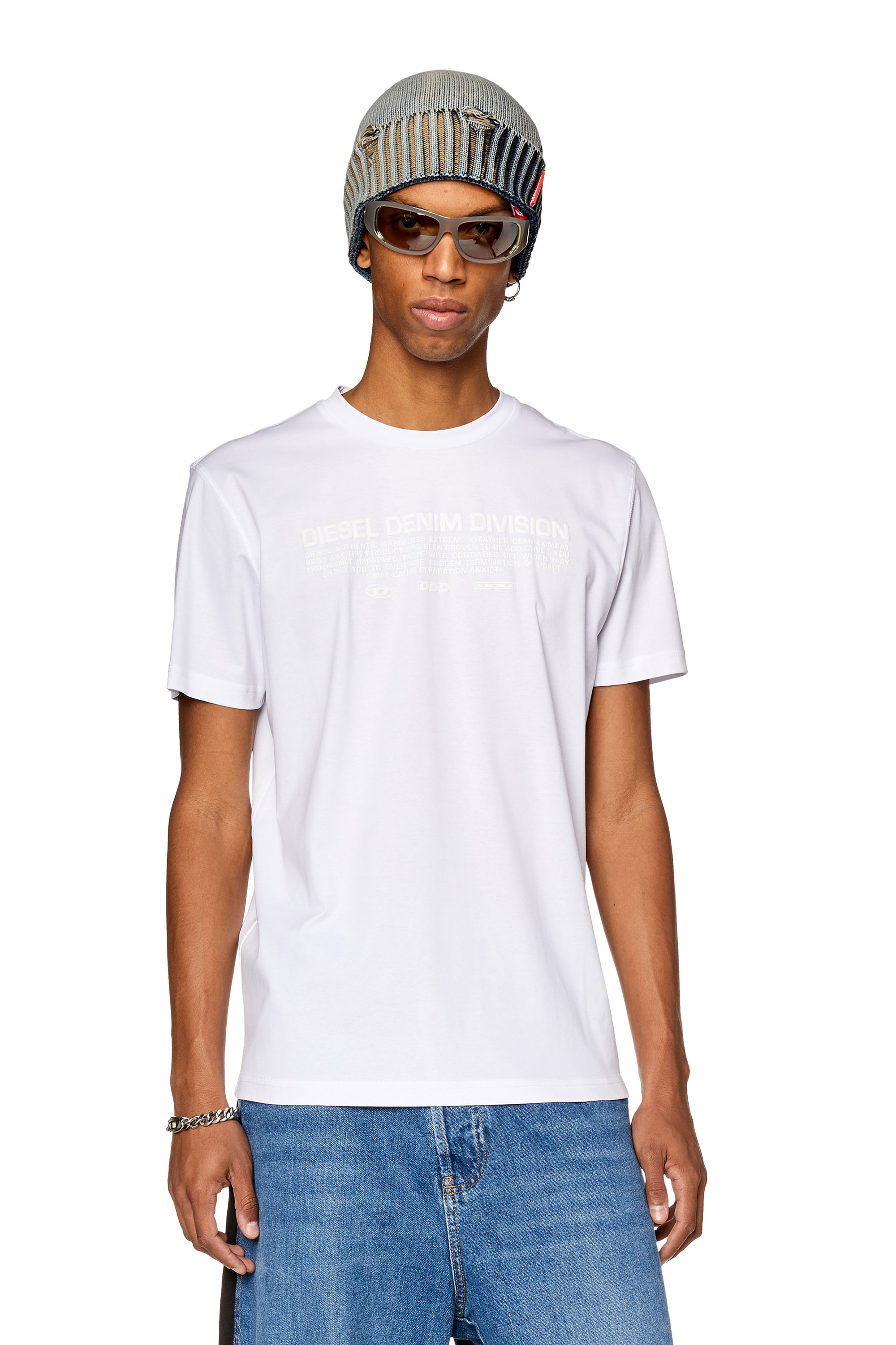 Diesel T-shirt With Tonal Puff Print In White