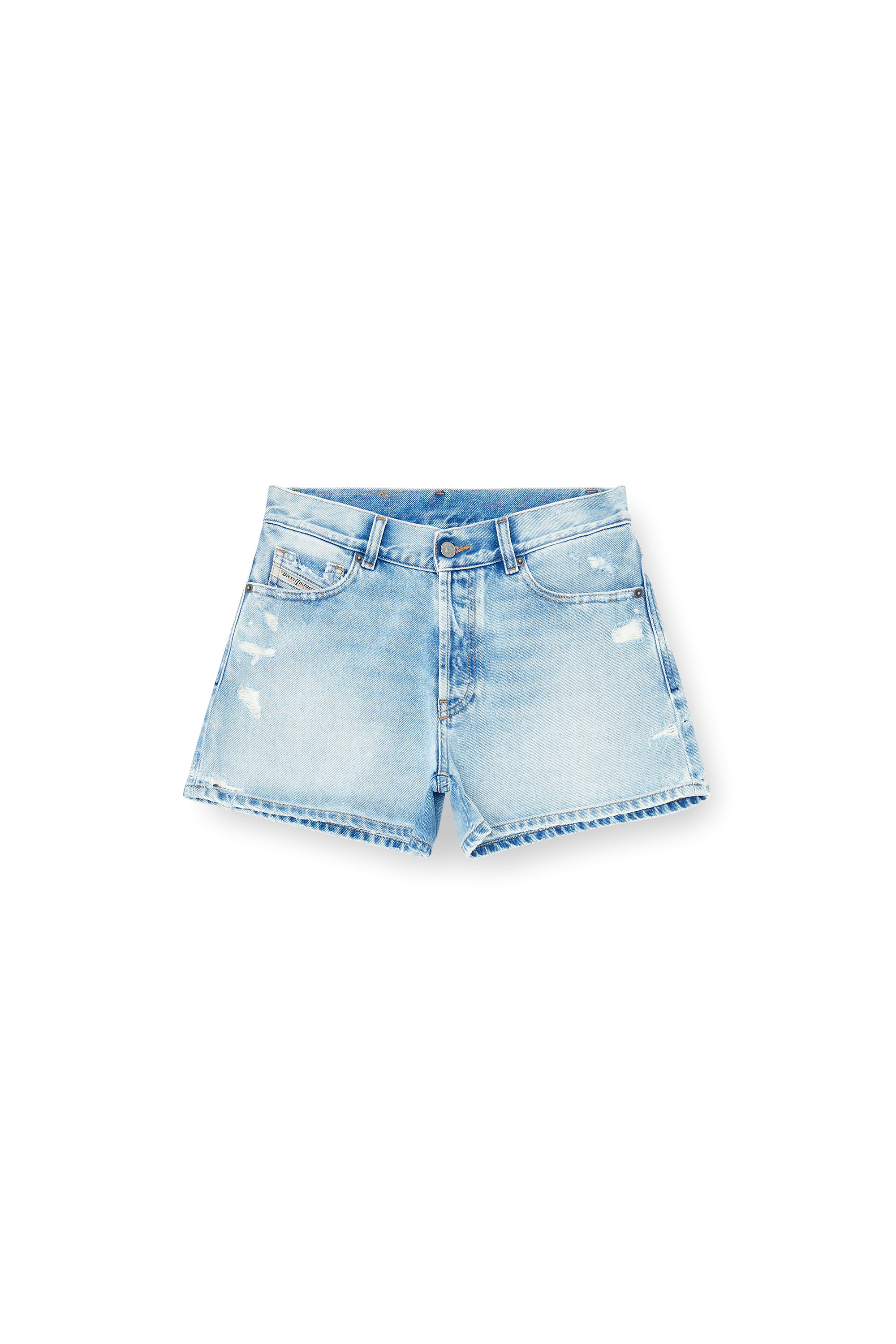 Diesel - DE-HELIOS, Woman's Shorts in destroyed denim in Light Blue - 4