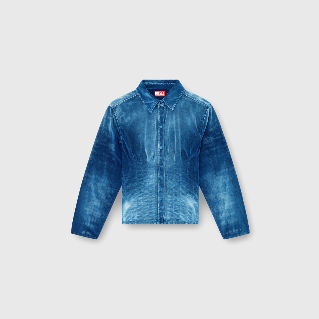 Diesel - Shirt in velvet denim - Denim Shirts - Woman - Blue