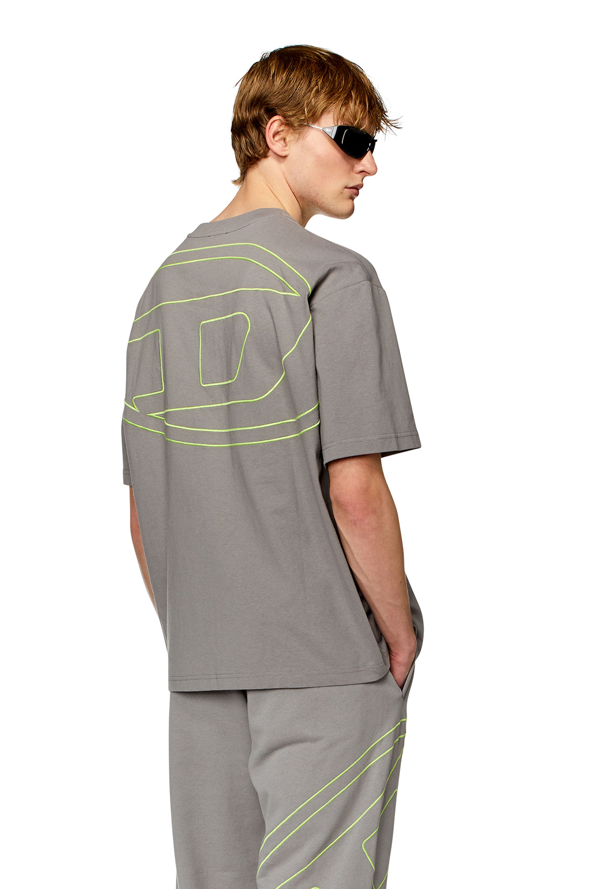 Diesel - T-Shirt mit großer Oval D-Stickerei - T-Shirts - Herren - Grau