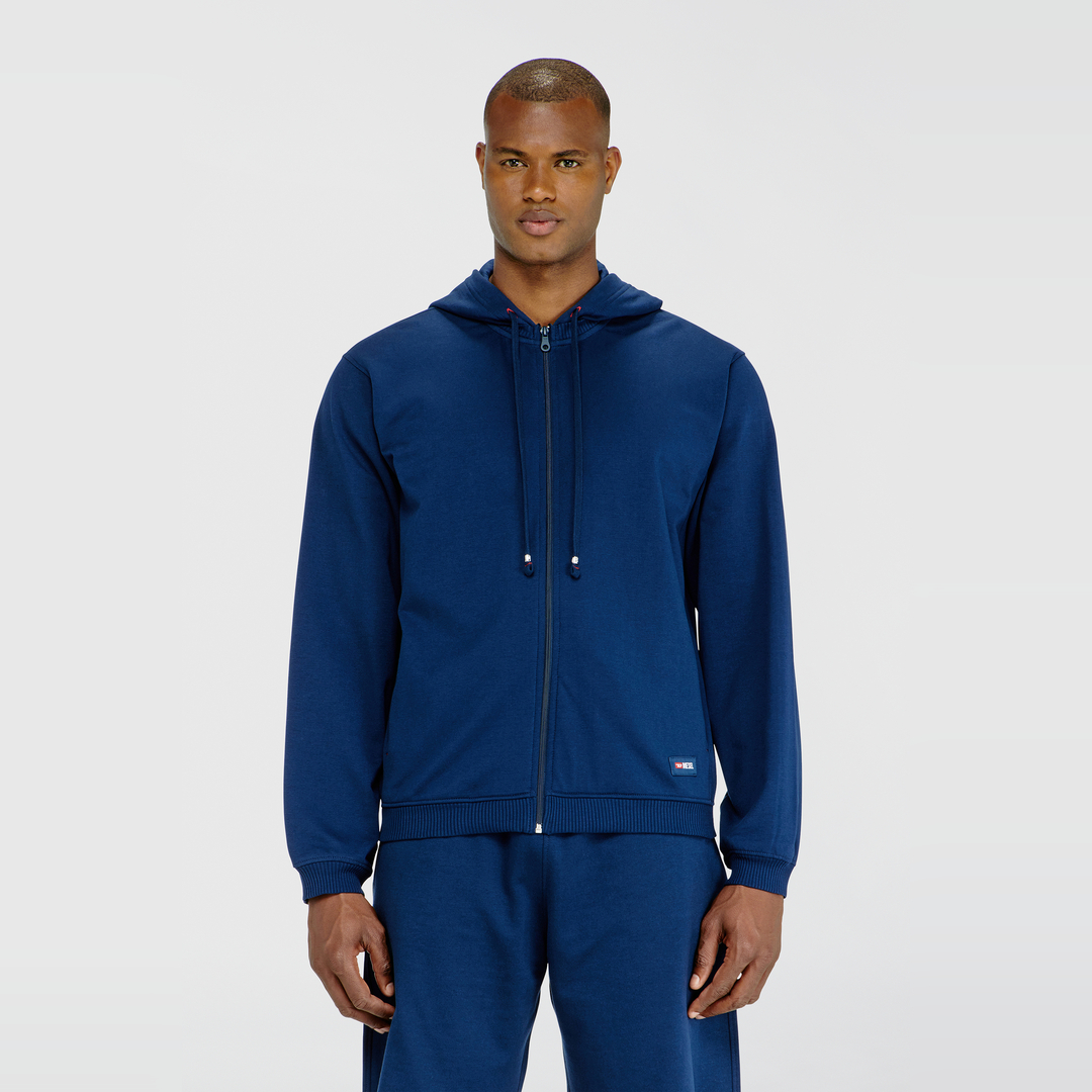 Diesel - Sweat à capuche en mélange de coton gratté - Haut - Homme - Bleu