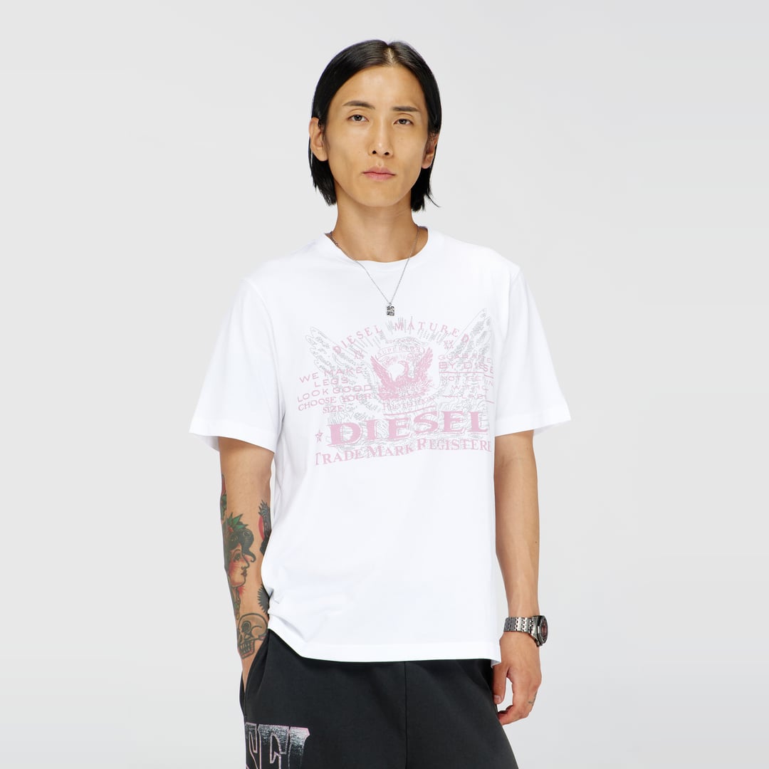 Diesel - T-shirt en coton avec imprimé graphique - T-Shirts - Homme - Blanc