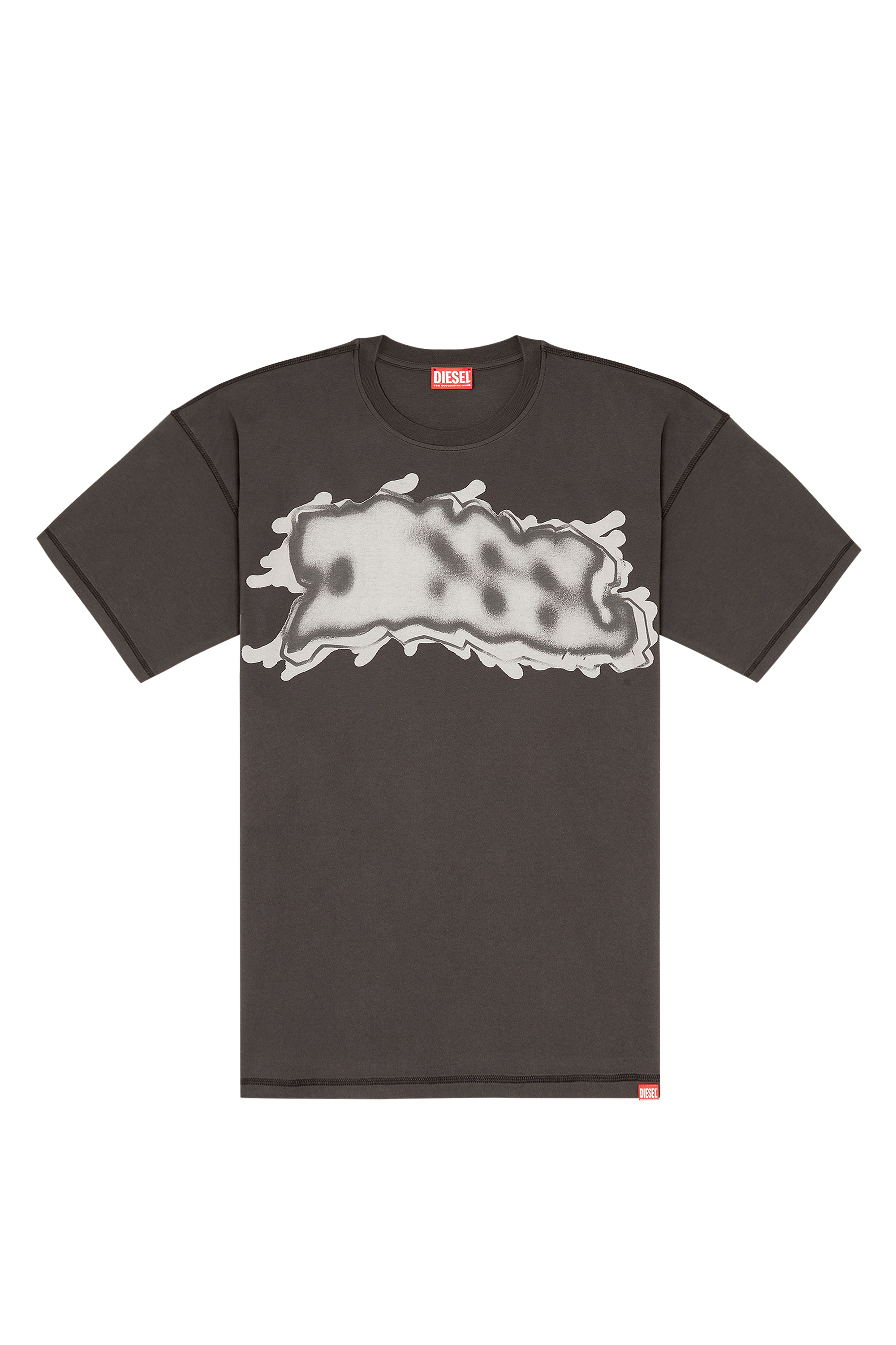 Diesel - T-LEONARD-IHBJ, Man's T-shirt with graffiti print in Dark grey - 3