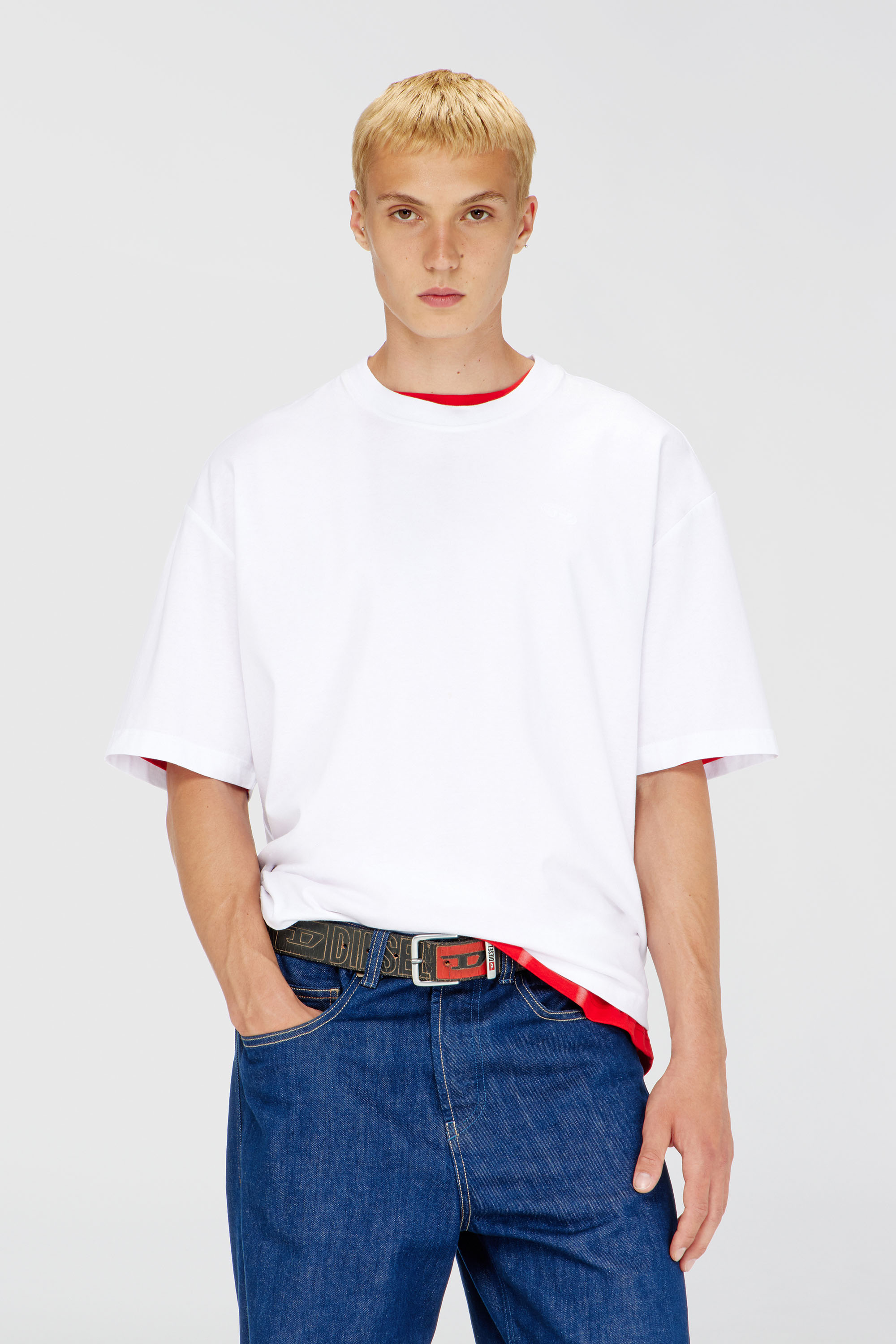 Diesel - T-shirt with maxi oval D embroidery - T-Shirts - Man - White