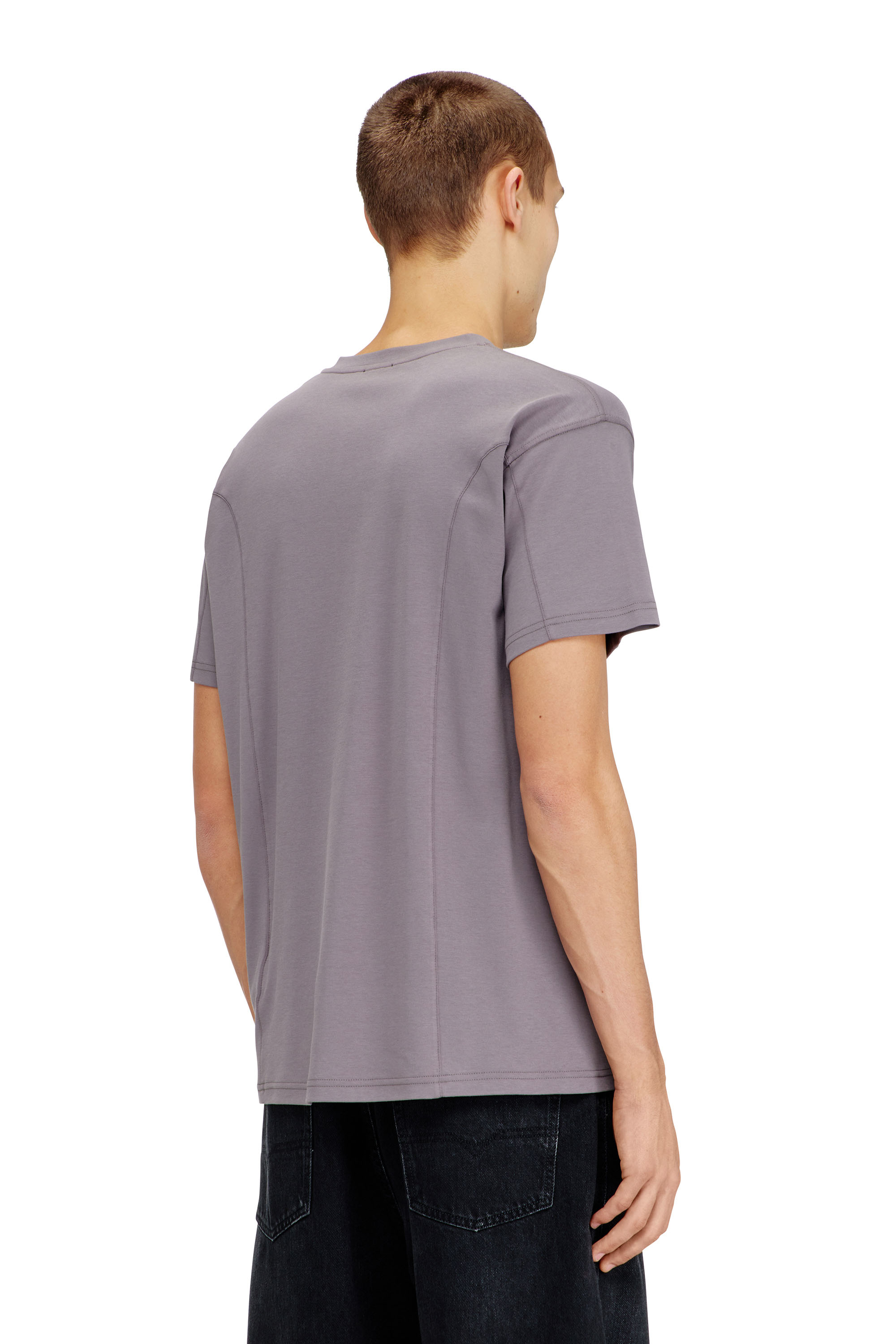 Diesel - T-NORM-INT, Man's Short-sleeve T-shirt with panels in Grey - 3